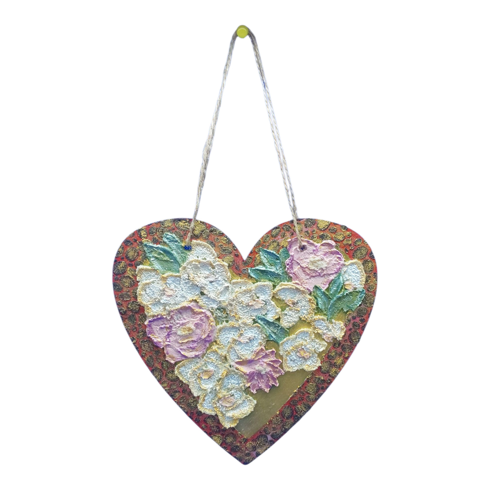 Heart 3D Original Deco Panel Gift for Her, Volumetric Painting Wall Art Handmade