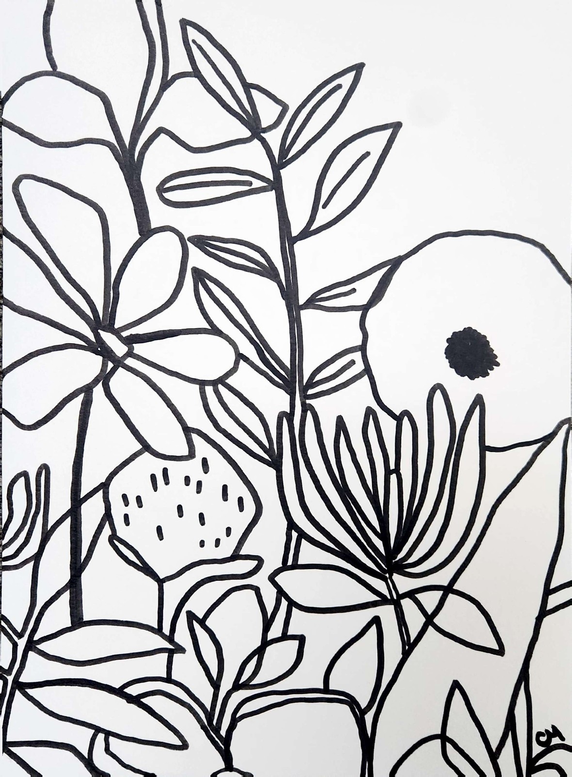 Contemporary Expressionist Original Botanical Painting 9×12 Signed Minimalist