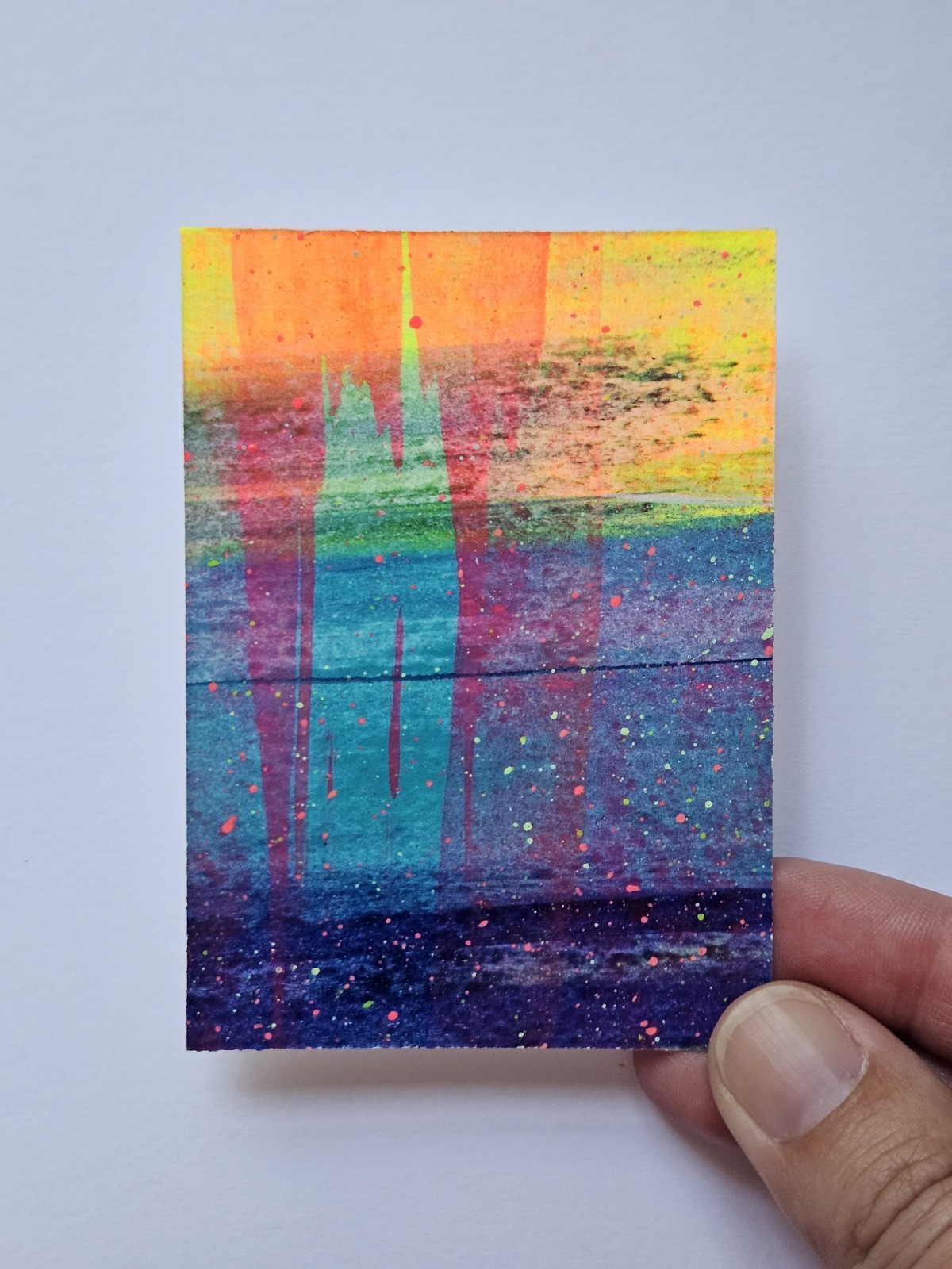 ACEO Quadriptych Original Abstract Scrape Landscape, Jackie T Creates, Series 10