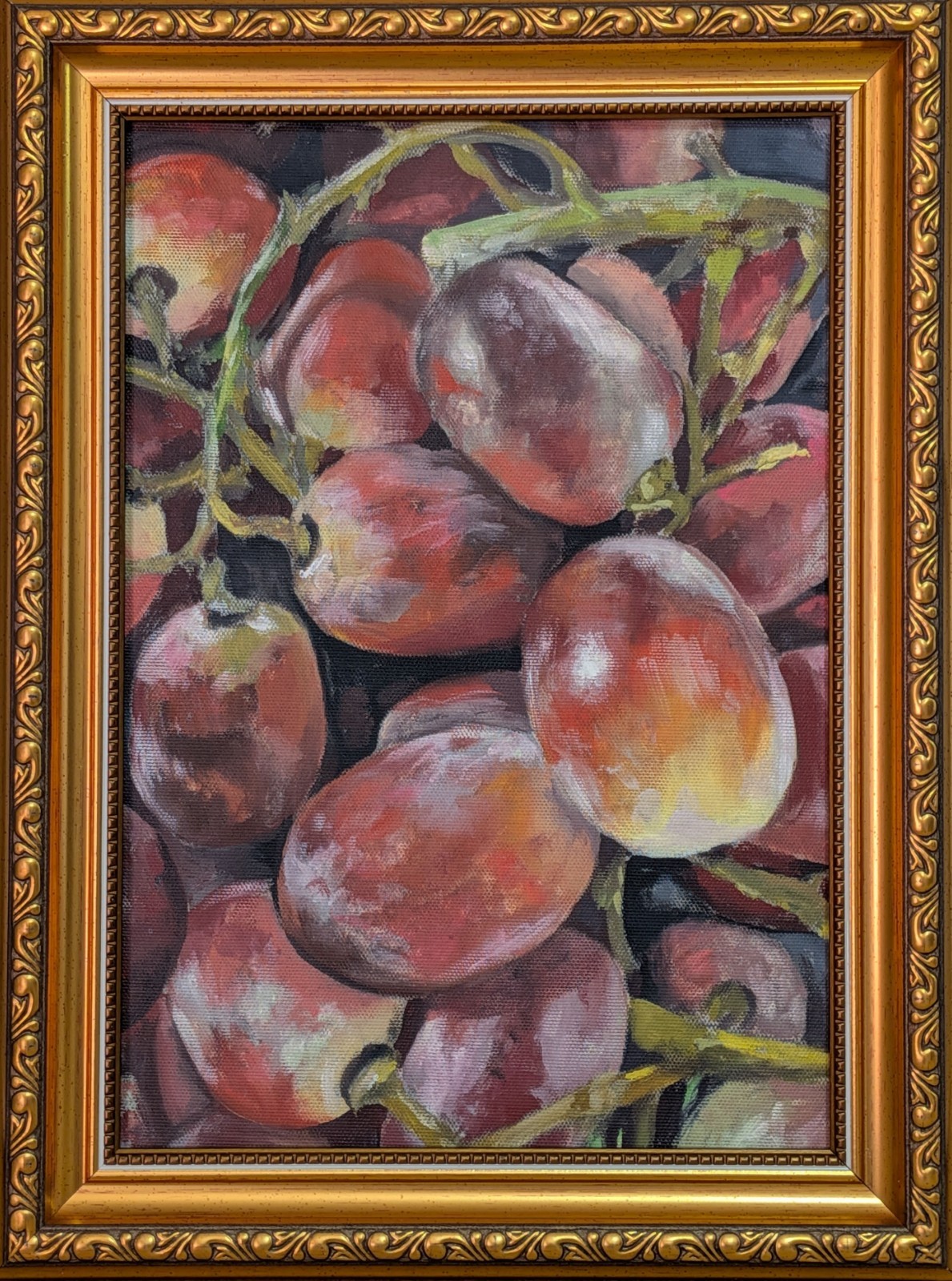 art 118 original oil painting framed Still life 27×19 cm realizm modern grape