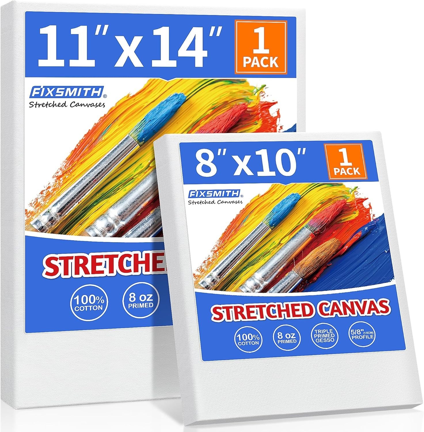 Luxurious Stretched Canvas Boards, 2-Pack: Ideal for All Painting Mediums