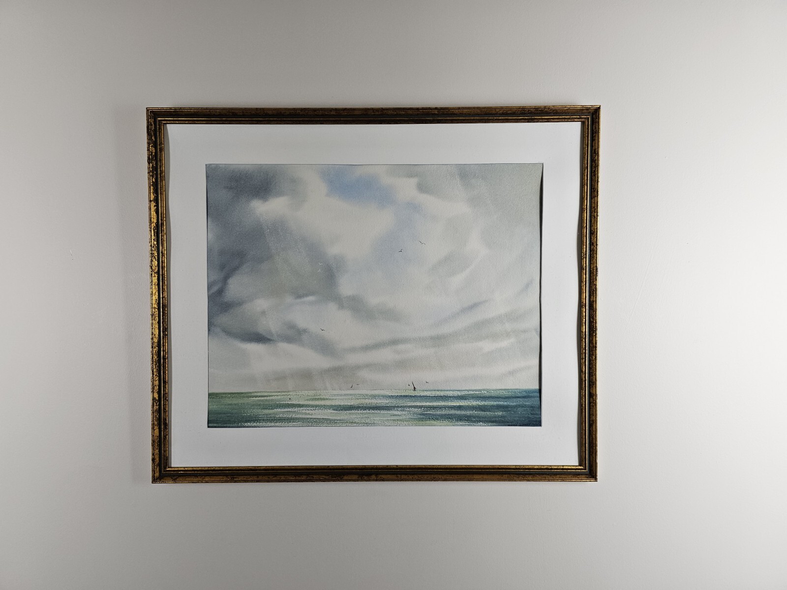 Large Vintage Original Signed Thomas Currey Painting 32×27 Framed Landscape Art
