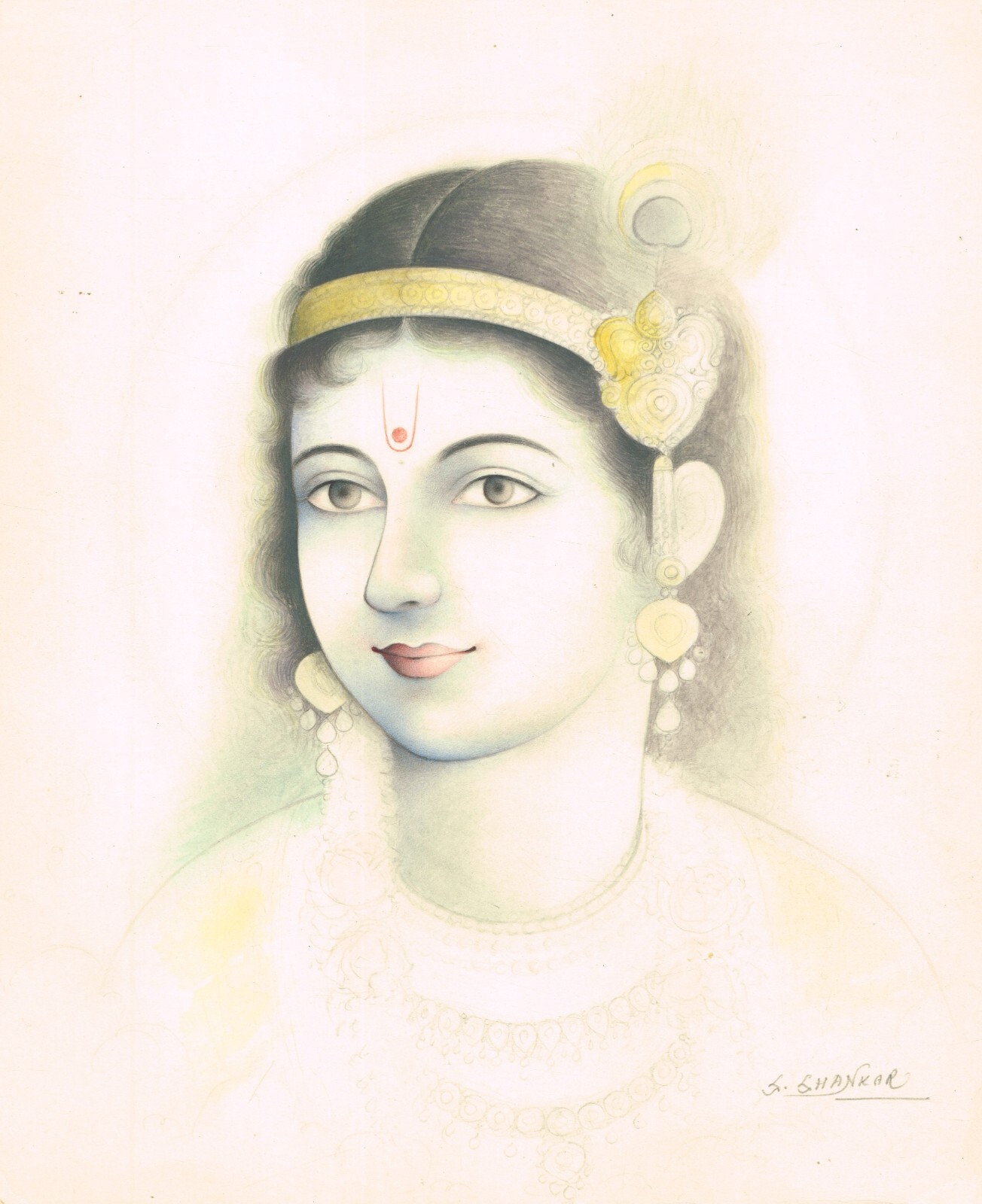 Indian Miniature Painting Of Lord Krishna Fine Art On Paper 8.5×10.5 Inches