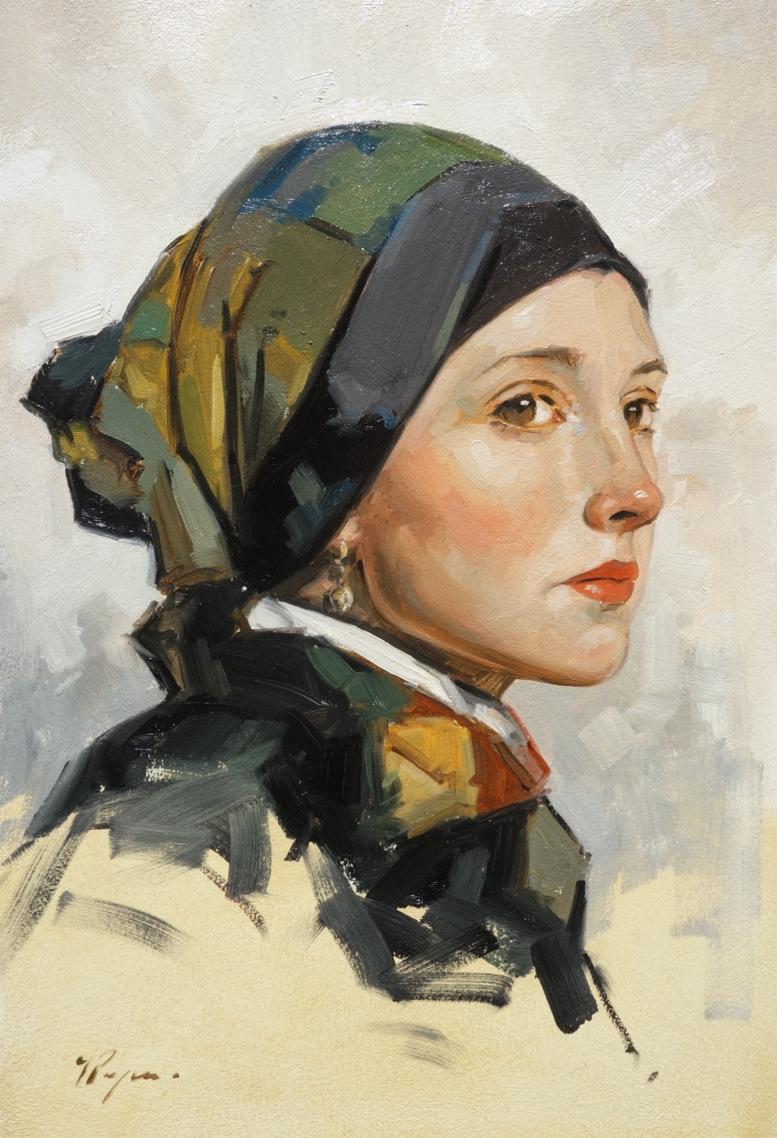Original art – Oil painting – portrait of a young woman by UK artist j payne