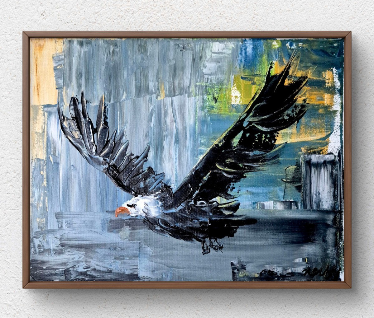 Original Hand Painted Eagle Abstract 11×14 Canvas Art Signed Contemporary A051