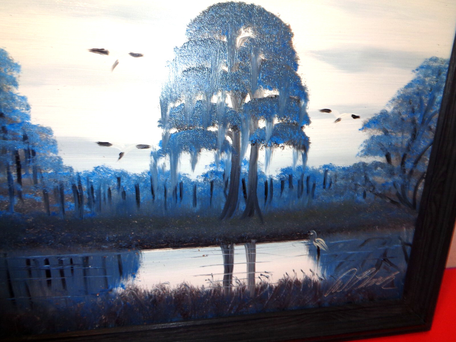 Al Black (Original Florida Highwaymen) Signed Trees Over Canal Oil on Masonite