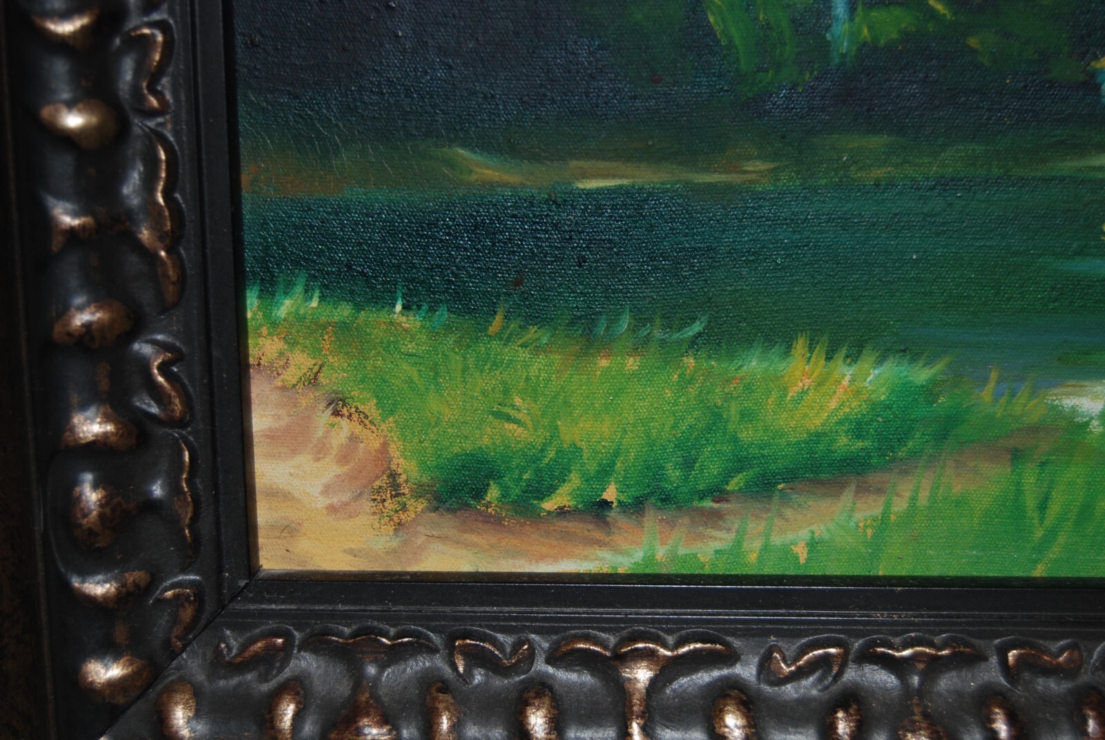 FRAMED SIGNED OIL PALMS AND HUT (BOHIO) A CUBAN COUNTRY SCENE ARTIST: CASTRILLON