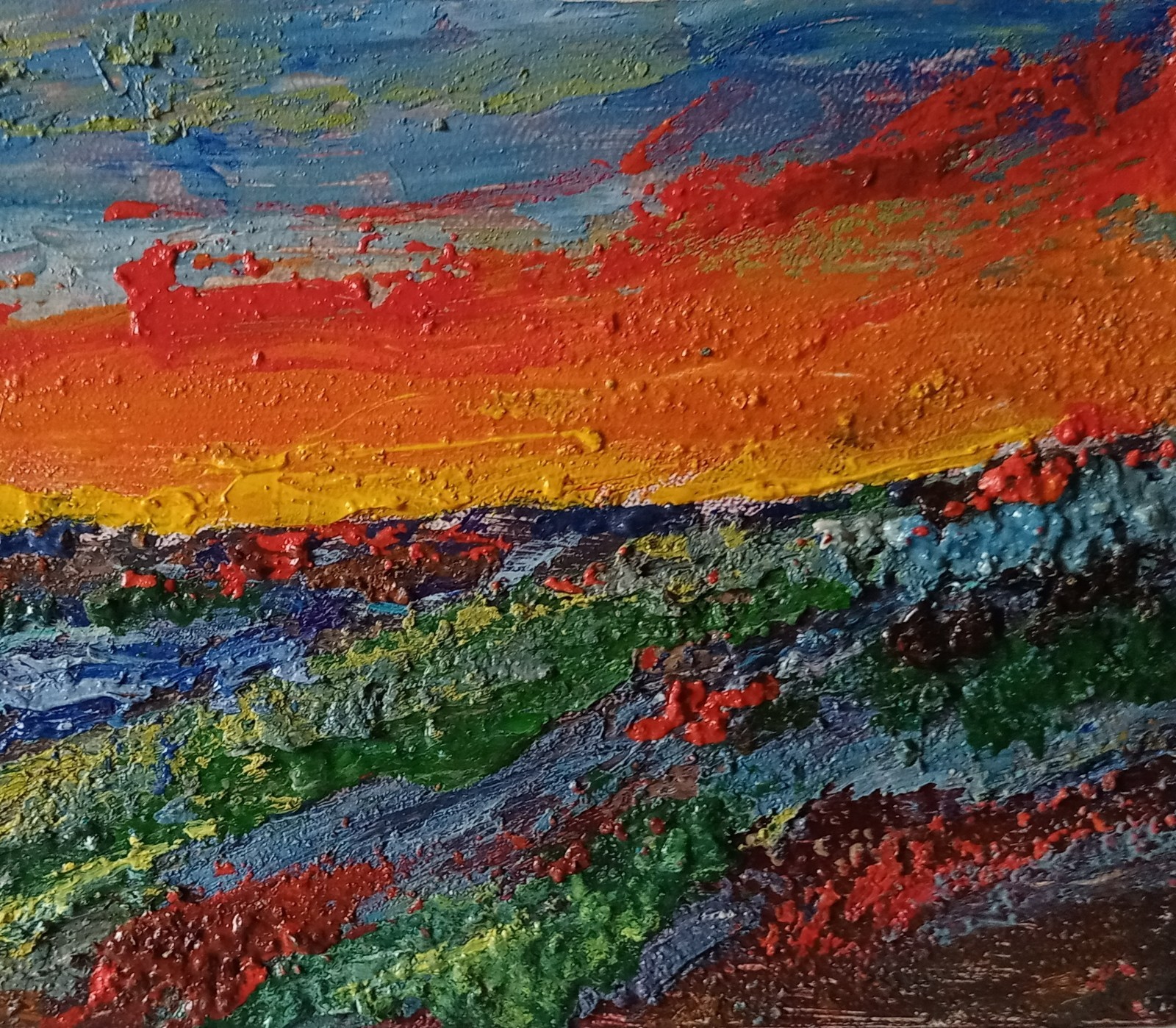 EveningImpasto Painting Original Art Impression Oil Painting 4.9 x 8 in