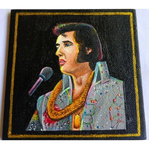 Radium Elvis Presley Black Velvet UV Paint & Acrylic Original Medium HandArt NEW