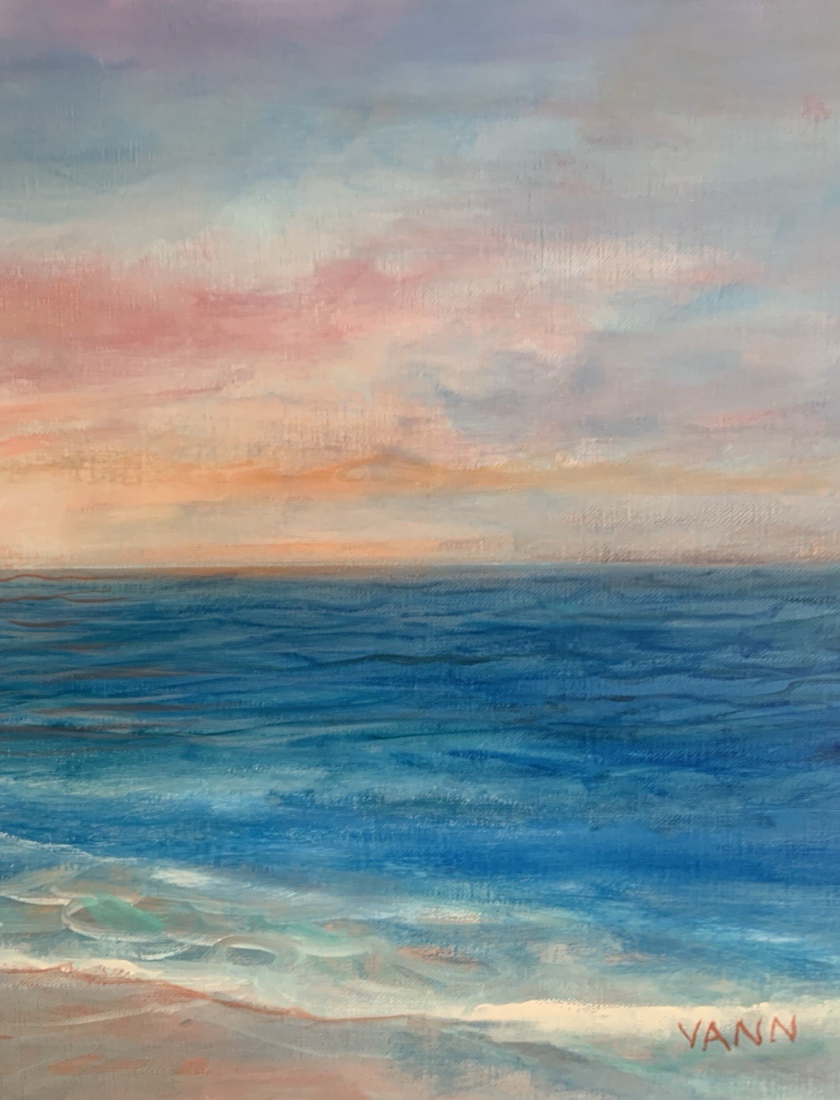 Oil on Canvas Painting by Gina Vann Seascape 16 in. x 20 in. Large Unframed 2026