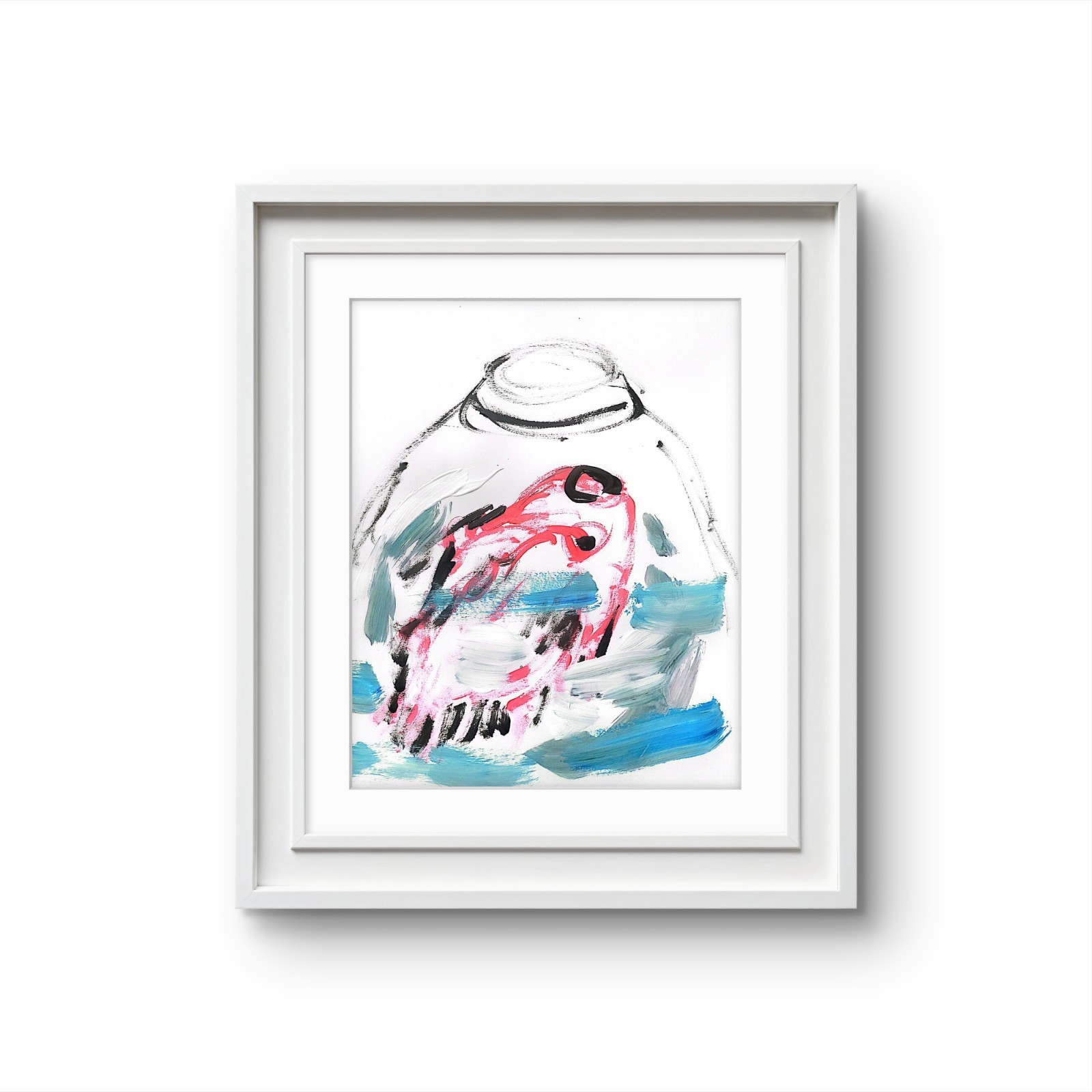 Fish #1 Abstract Expressionist Original Painting Gallery Paper