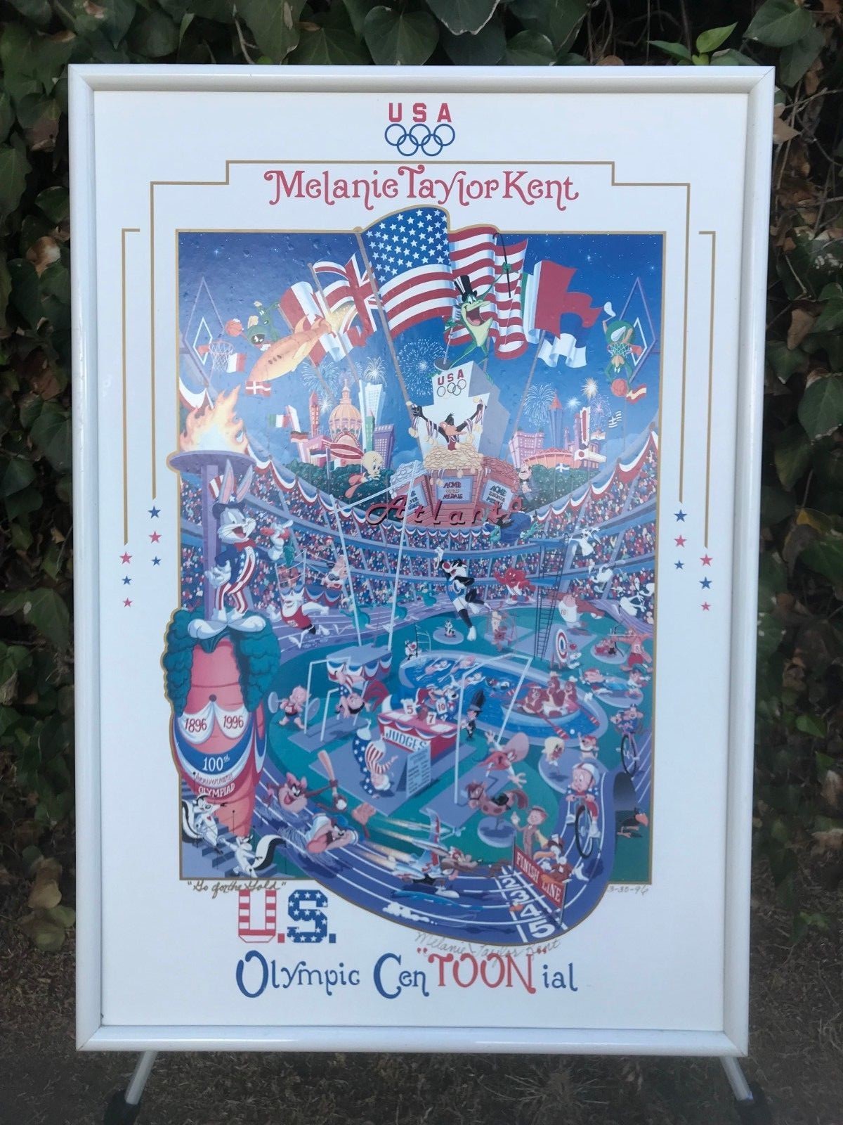 MELANIE TAYLOR KENT Signed US OLYMPIC CENTOONIAL Rare Warner Brothers Lithograph