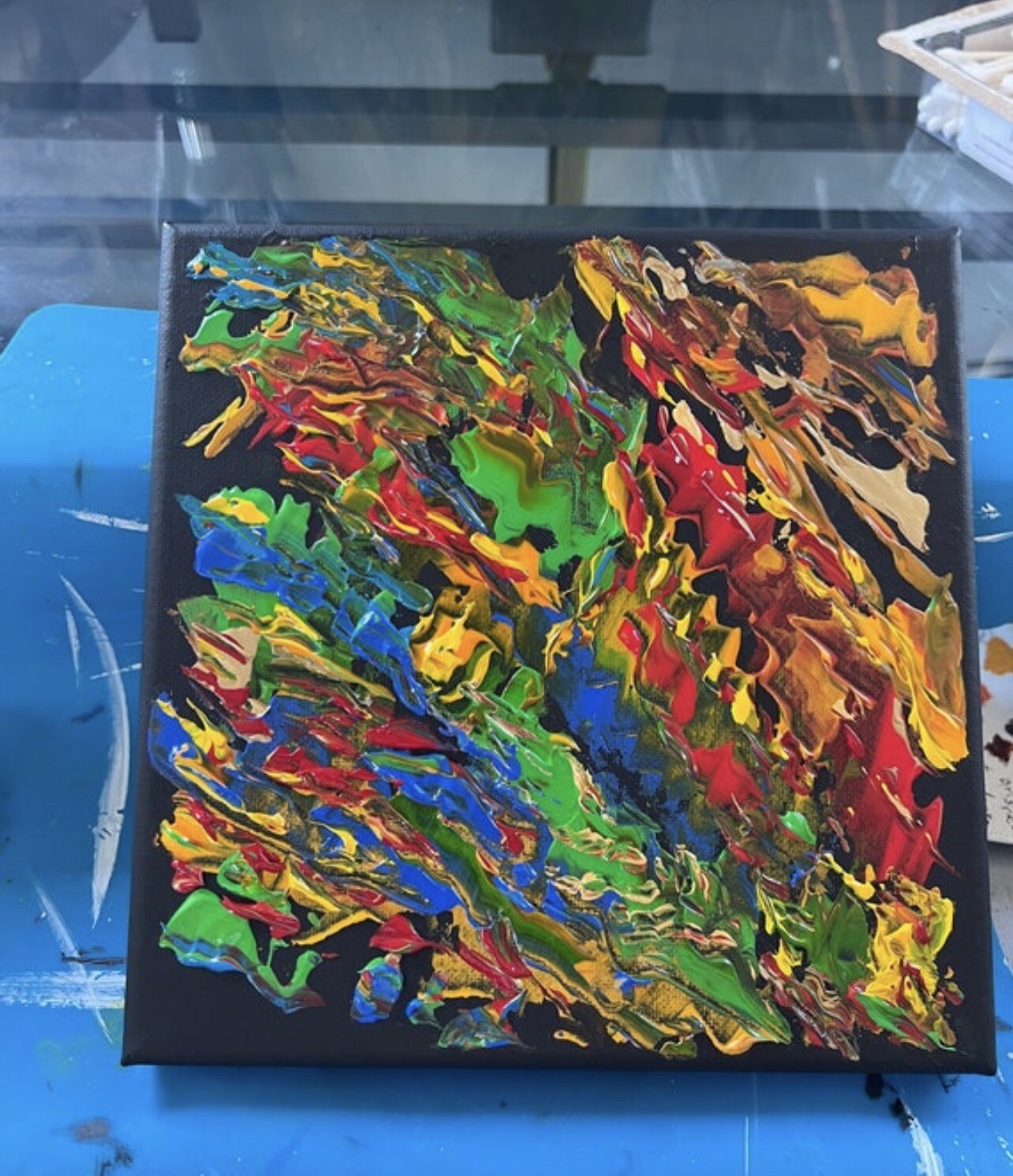 Meditation_Original hand painted fraimed 8″x 8″ acrylic painting on canvas