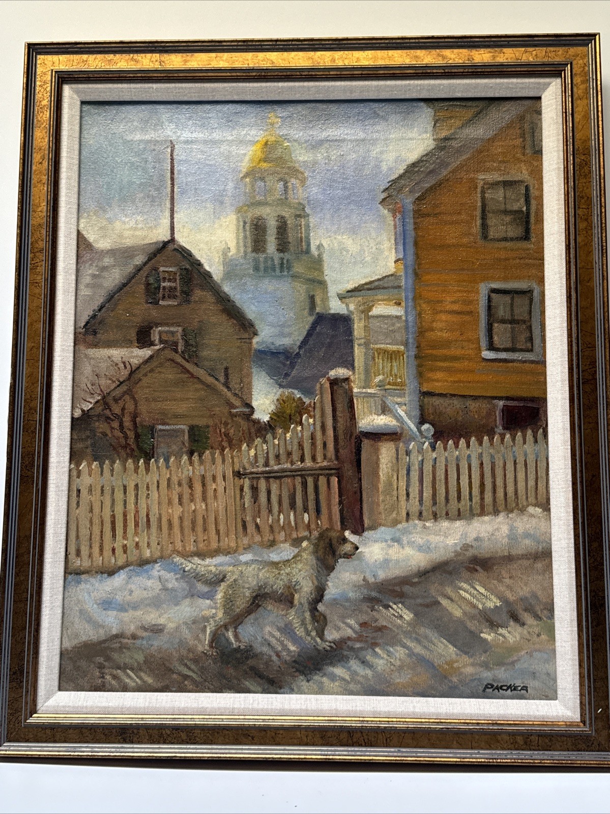 ANTIQUE AMERICAN WPA LANDSCAPE PAINTING REGIONALISM RICHARD PACKER LISTED OIL