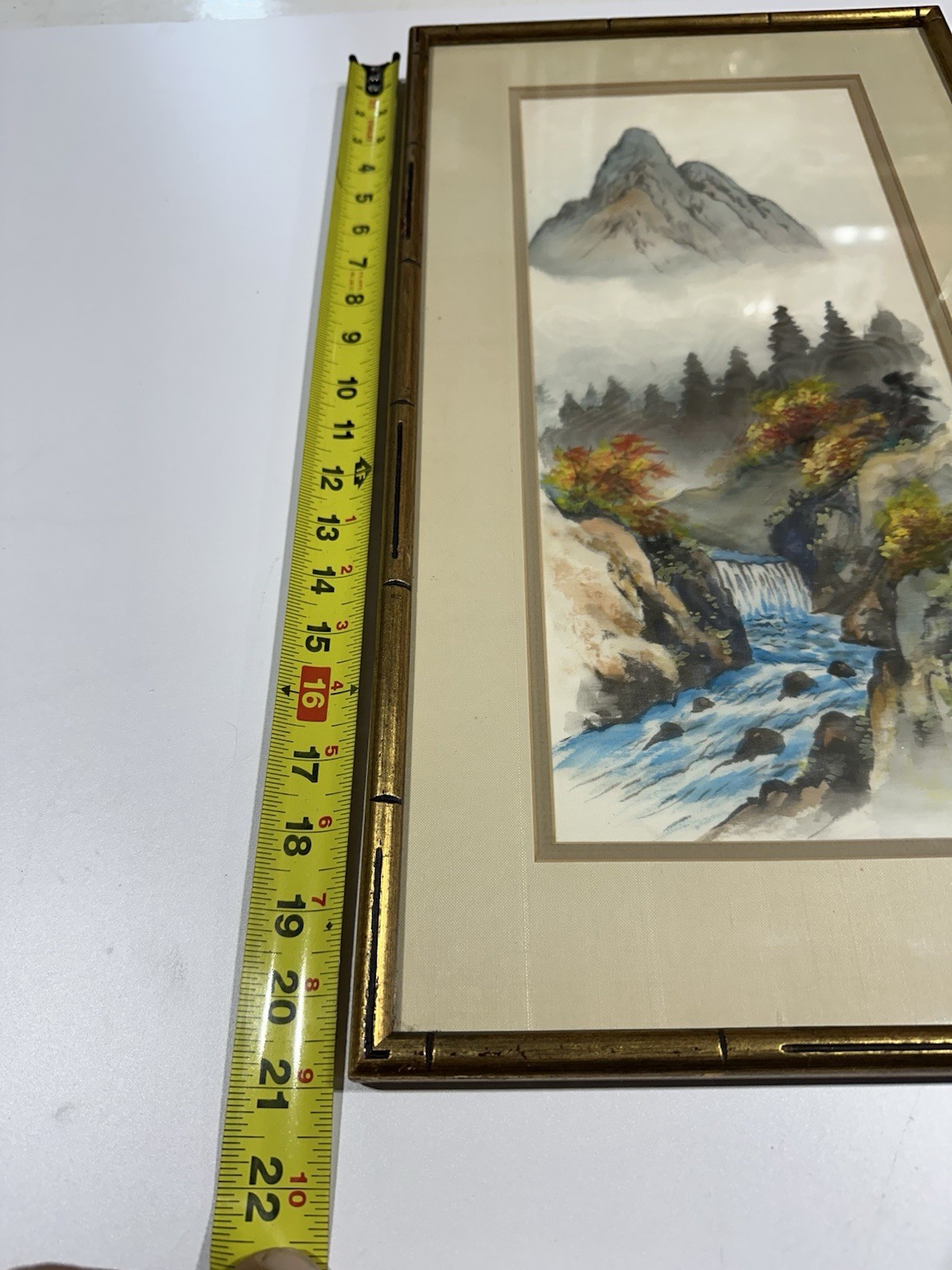 Asian Landscape Prints on Silk – Waterfall & Cottage Scene –Signed-1981 Vintage