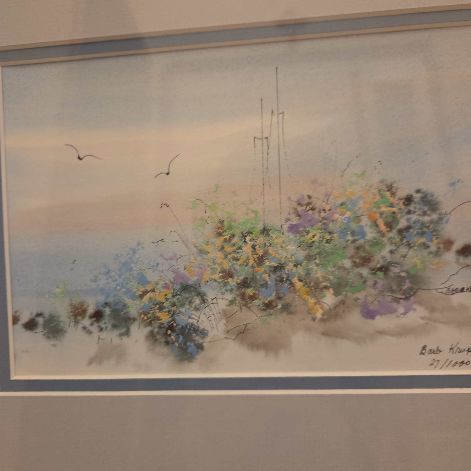 Barb Krupp Signed Limited Edition Framed Print 27/1000 Watercolor Floral Landsca