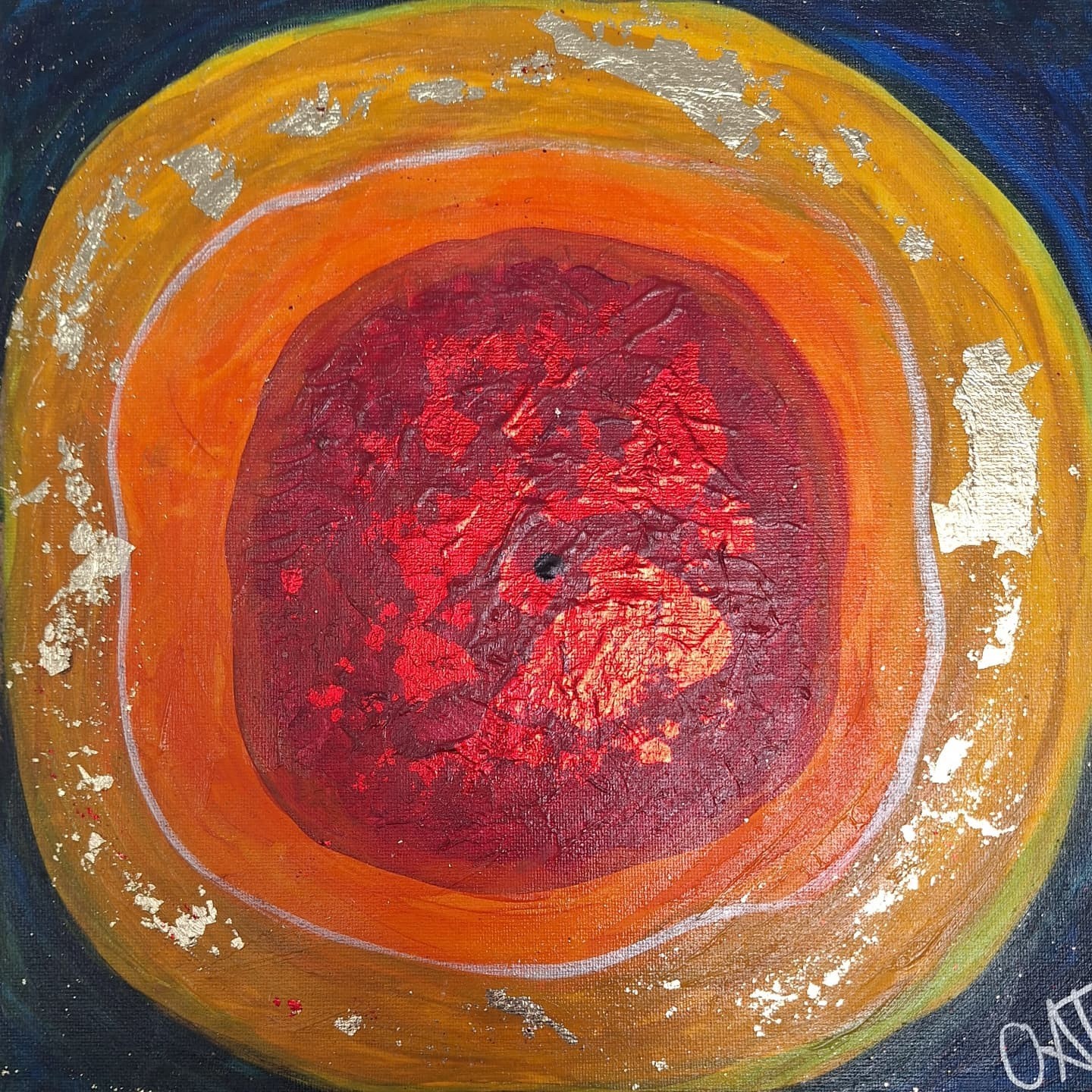 Cellular Healing Painting Primary Color & Gold Energy Art, Bindi Quantum Art