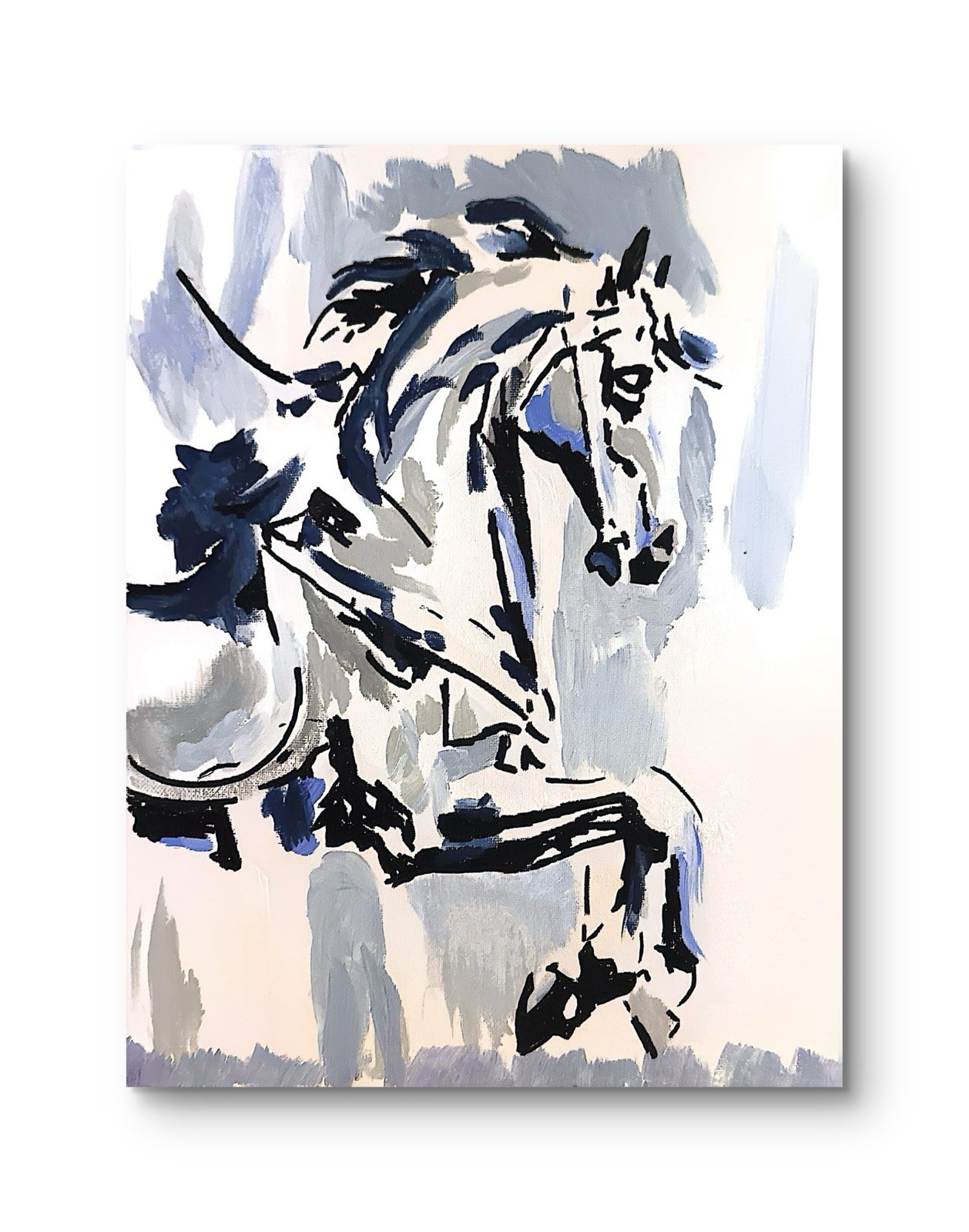 Contemporary Figurative Minimalism Canvas Painting 11×14″ “Wild Horse” COA