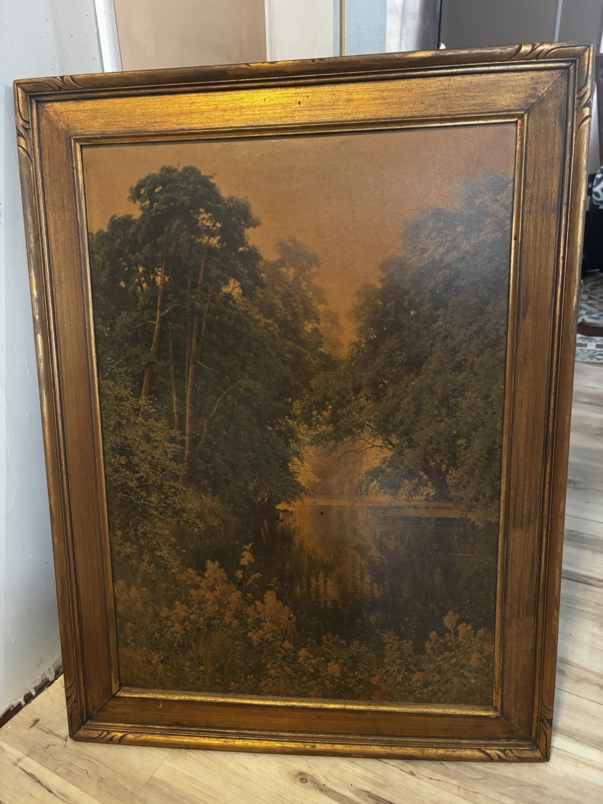 Framed Realism Oil Painting Landscape Trees River on Canvas Medium Nature Art