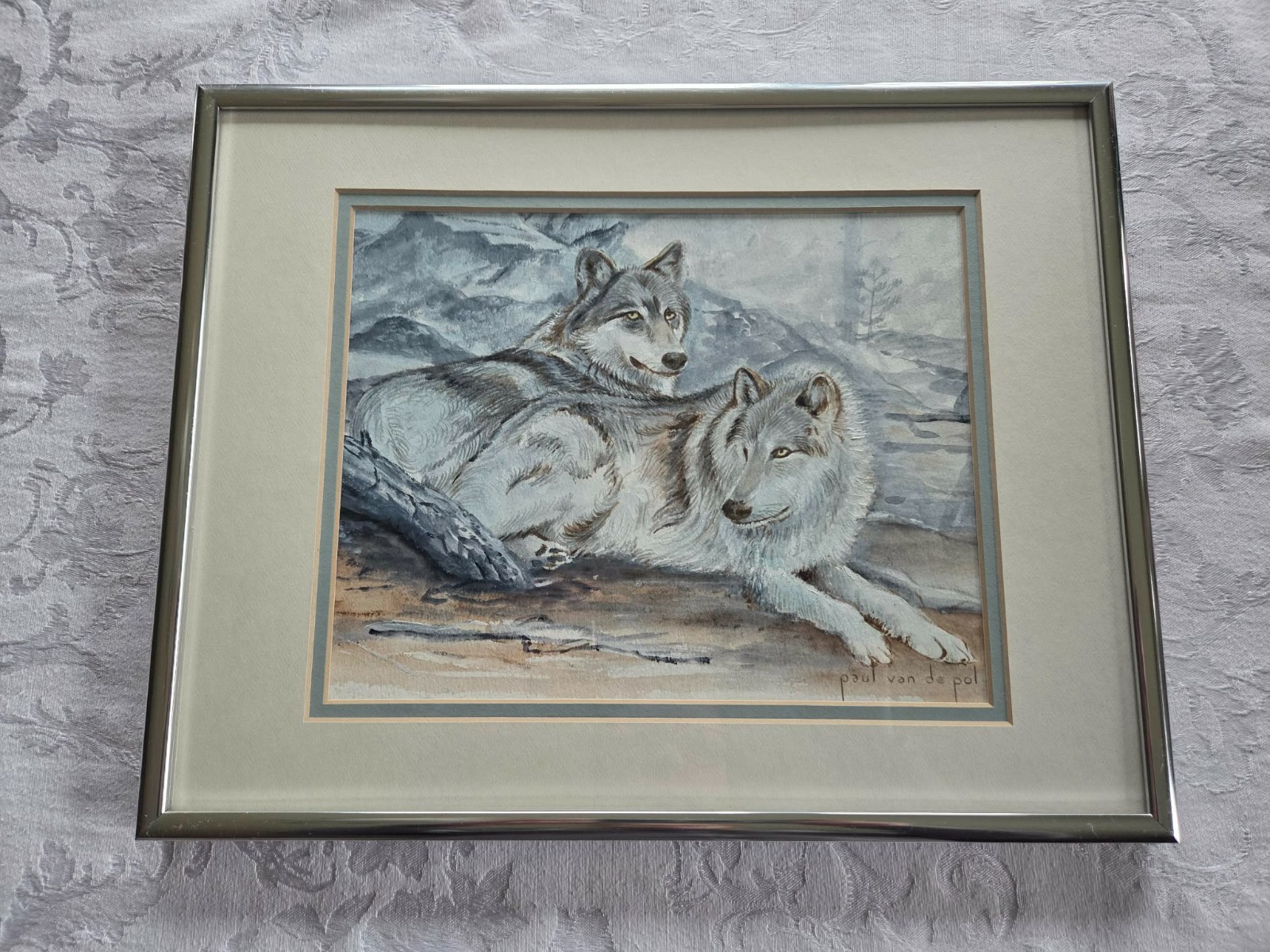 Paul Van de Pol Original Acrylic «Couple of Wolves on Alert» 11″x16″