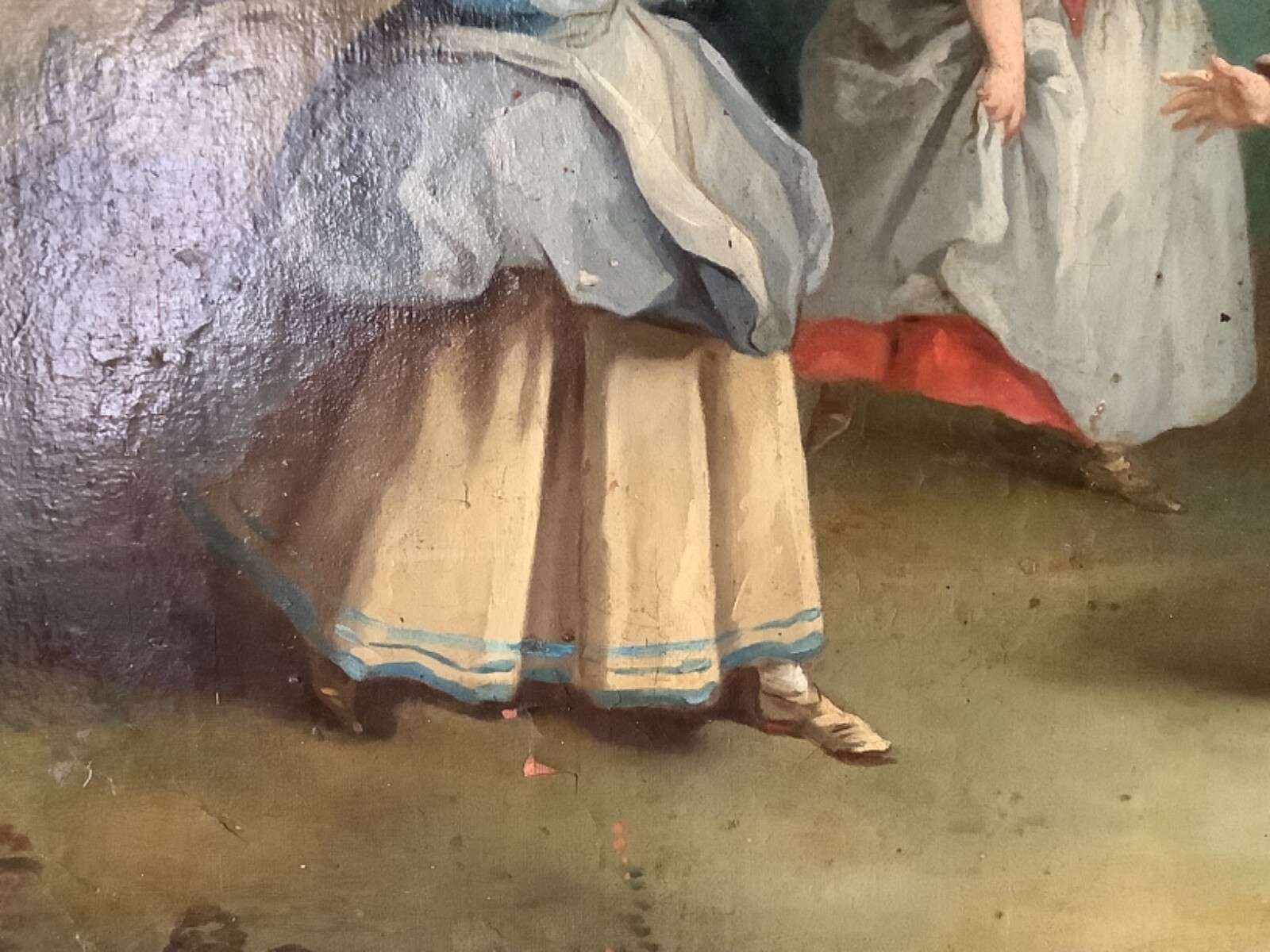 TO RESTORE 18th CIRCLE FRAGONARD ENTERTAINMENT IN PARK FRENCH OIL ON CANVAS