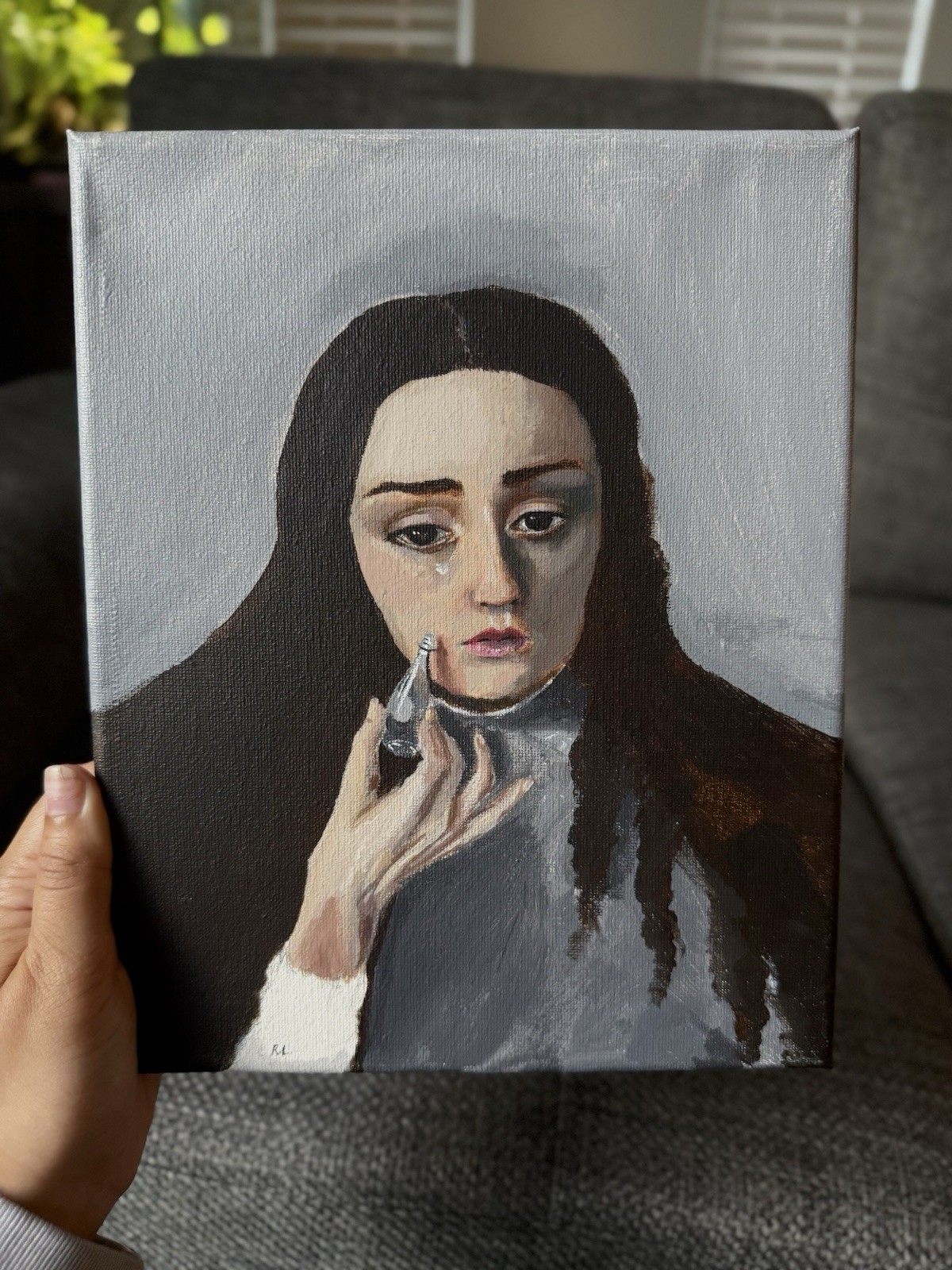 Original Acrylic Portrait Painting On 8 in x 10 in Stretched Canvas