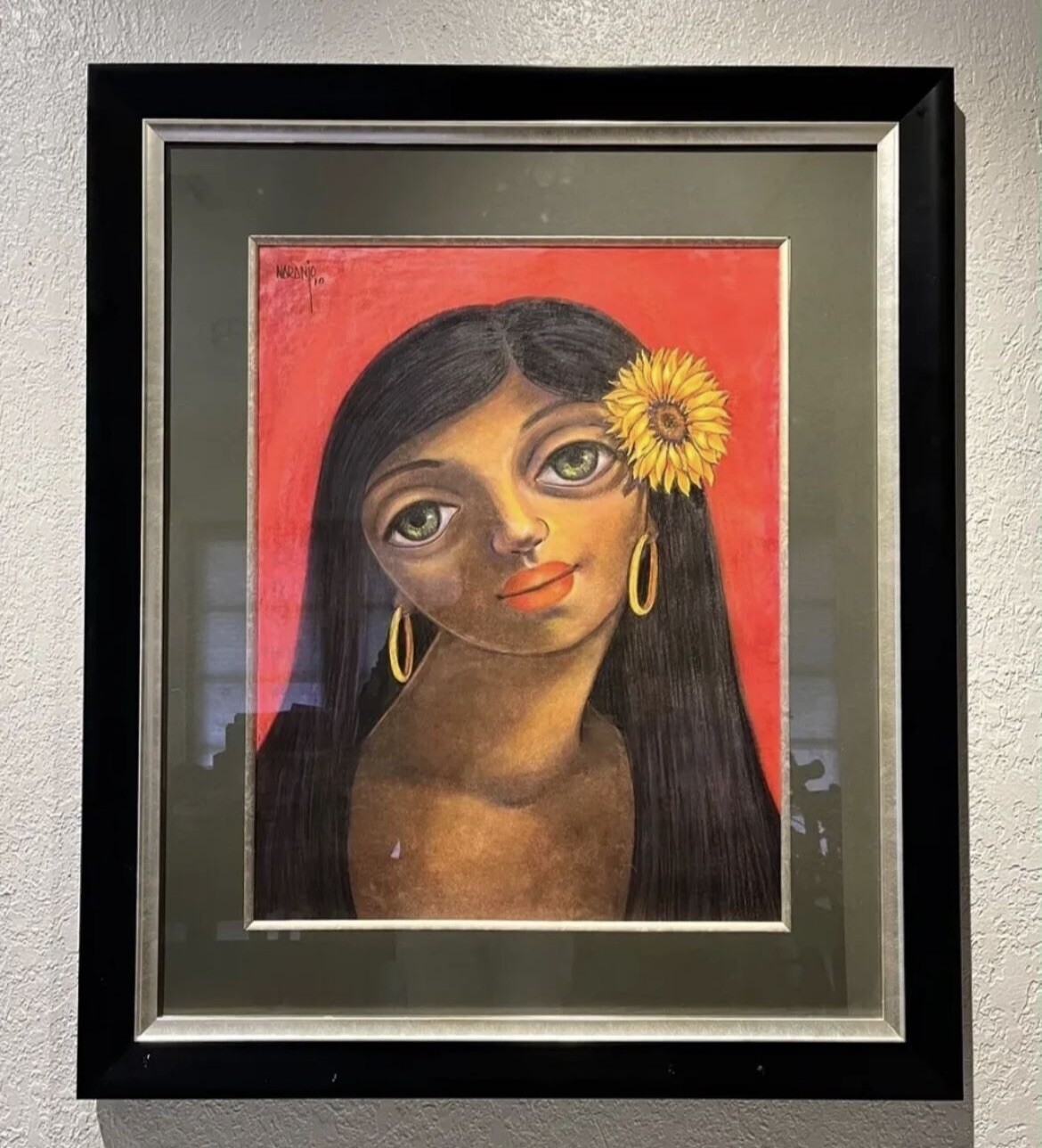 Girl With Sunflower Orlando Naranjo Cuban Artist Girasoles Afro Cuban Caribbean