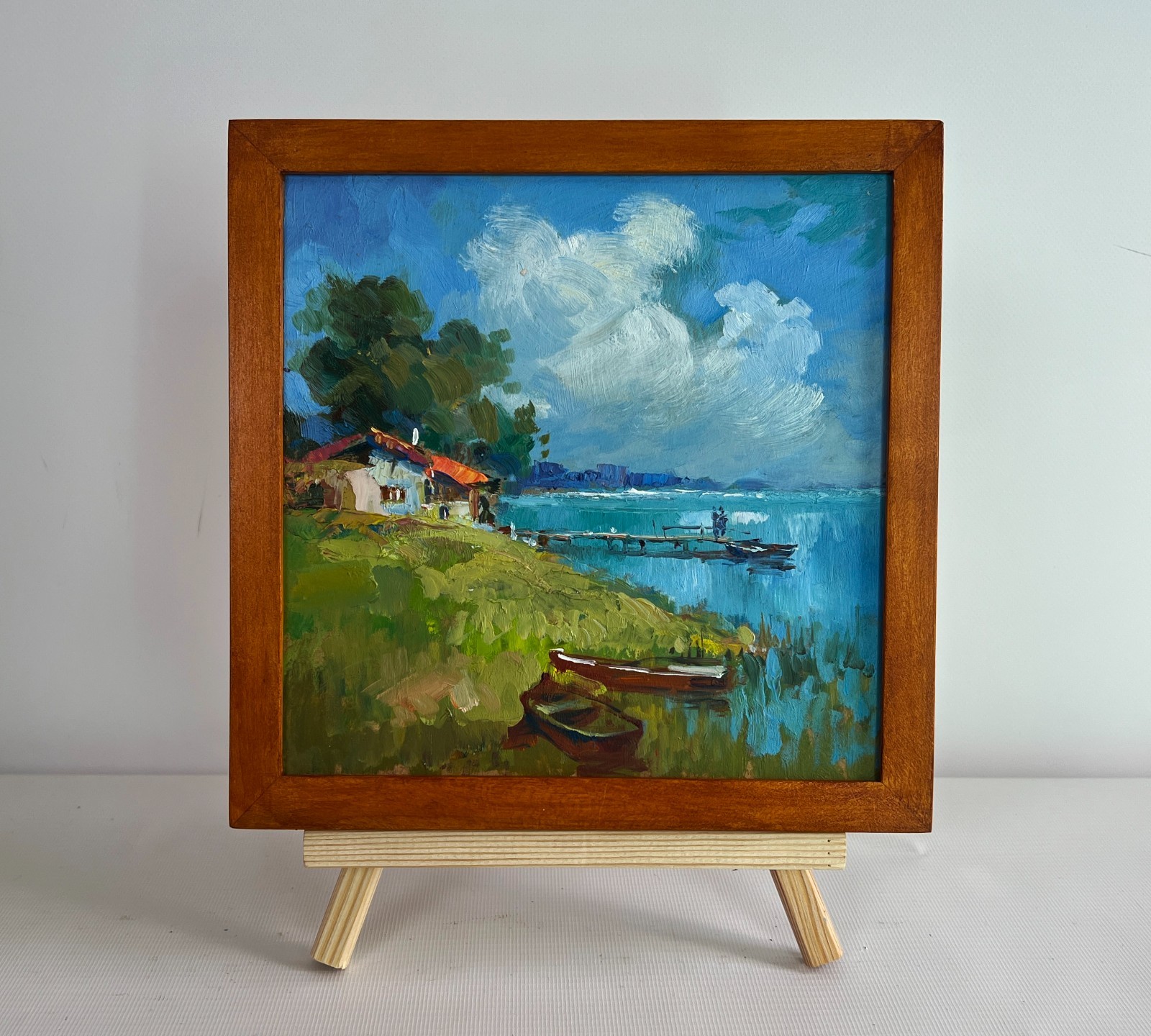 Oil Painting House Near The River Y. Suprunchuk Unframed Original nAAA4359