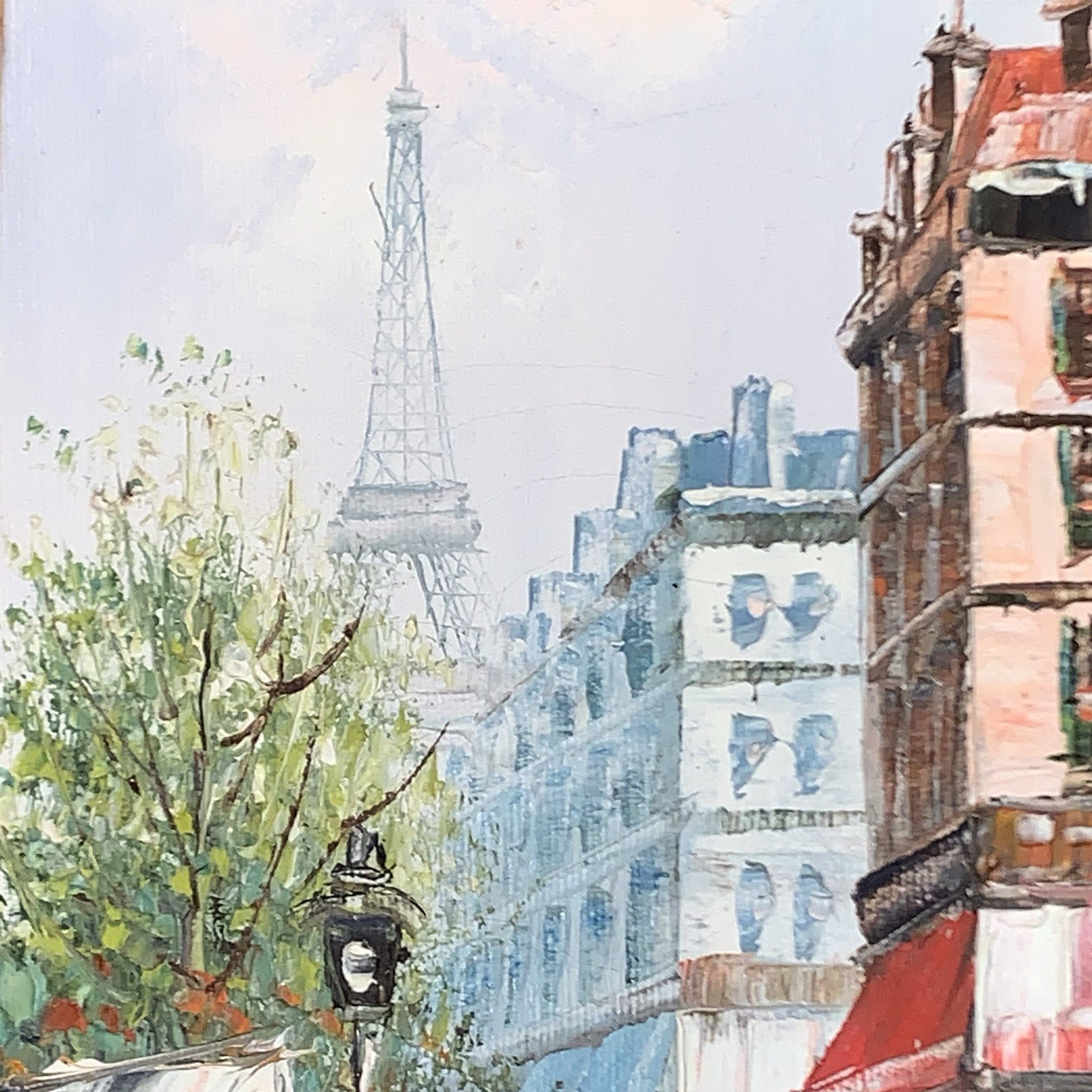 Caroline Burnett (1877-1950) Paris Eiffel on Canvas Original Oil Painting Signed