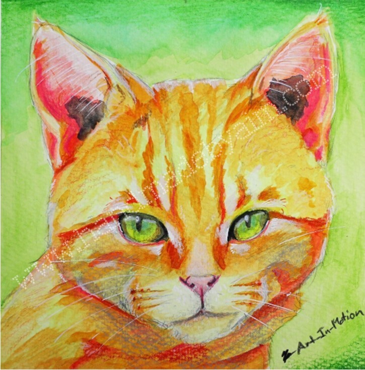 Custom Mixed Media Pet Portraits From Your Photo 7″x7″ Commission Gift Dog/Cat