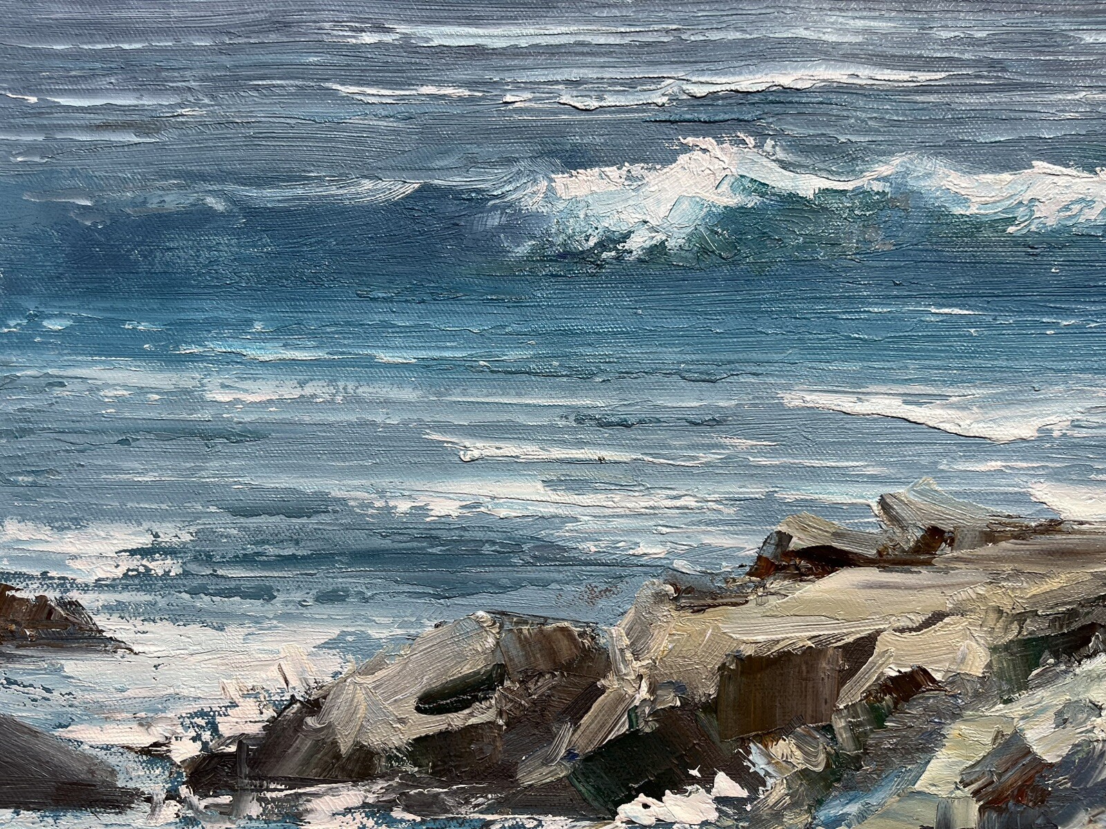 Seascape,Ocean,waves,landscape ,Original Oil Painting by Jason, 70 x 50 cm