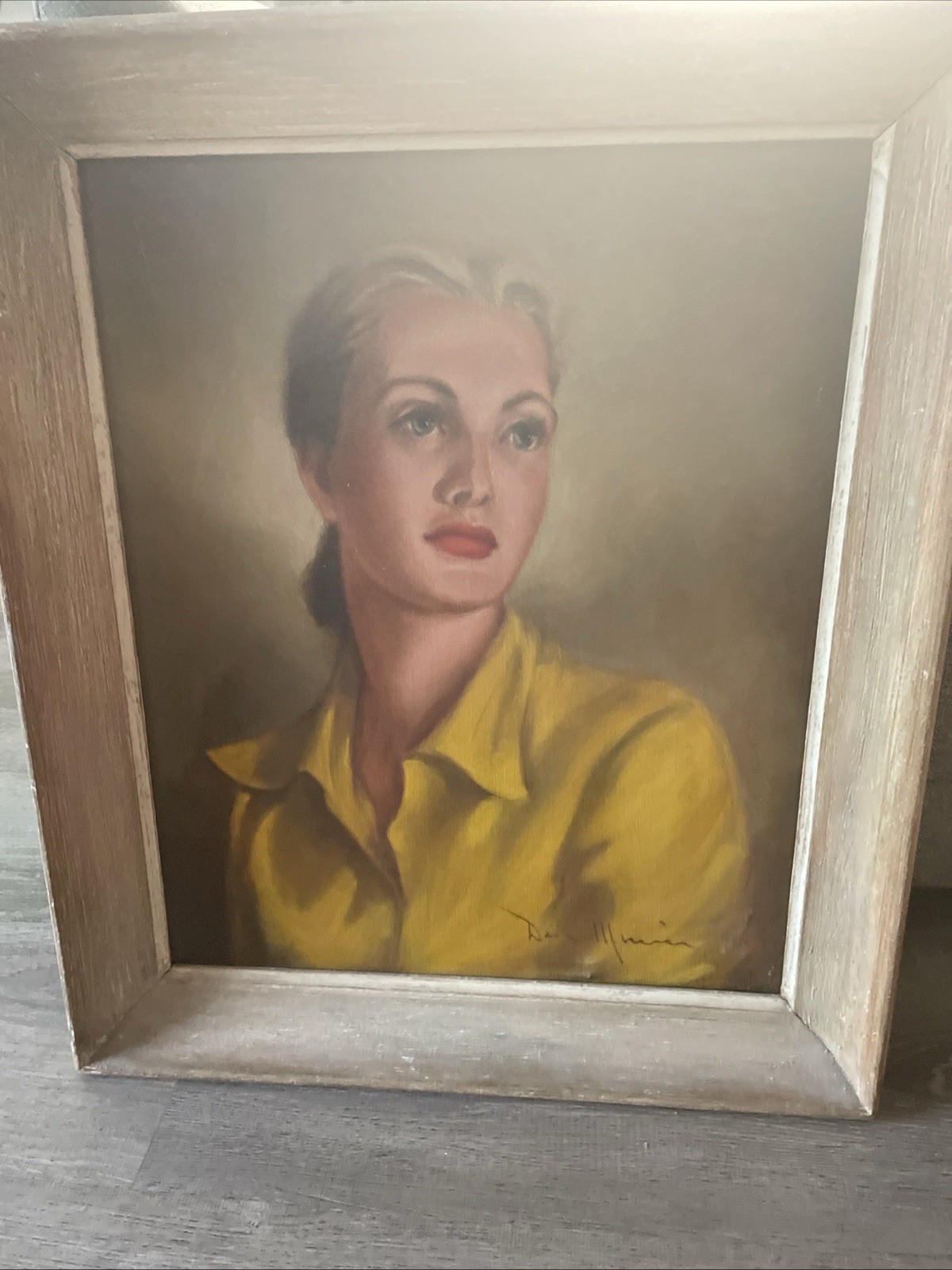 VINTAGE ORIGINAL OIL PORTRAIT PAINTING UNKNOWN JANE GORGEOUS FEMALE MODEL MCM