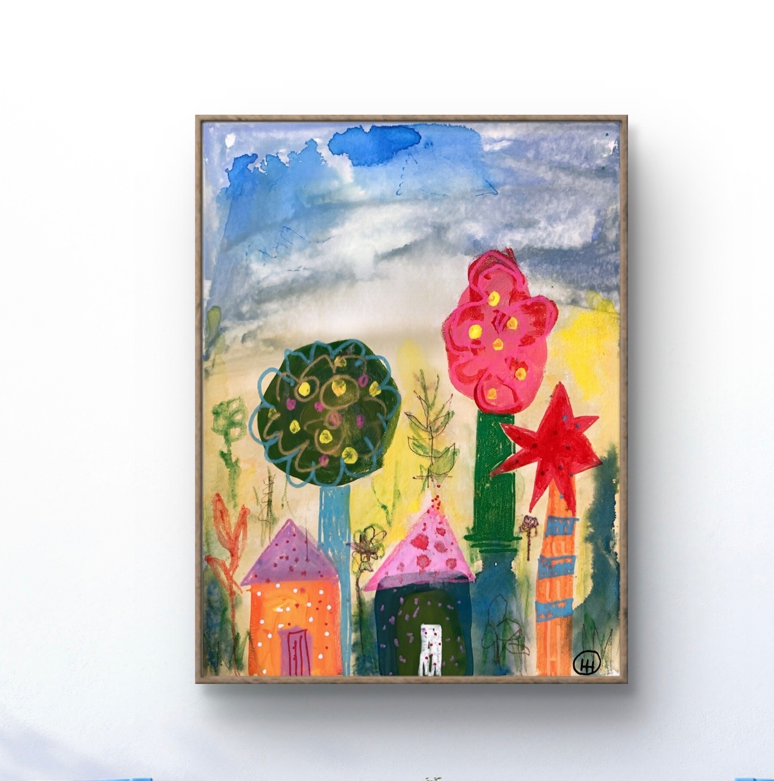 Original Colorful Abstract 11×14 Acrylic Canvas Painting Wall Art, Holly Hammond