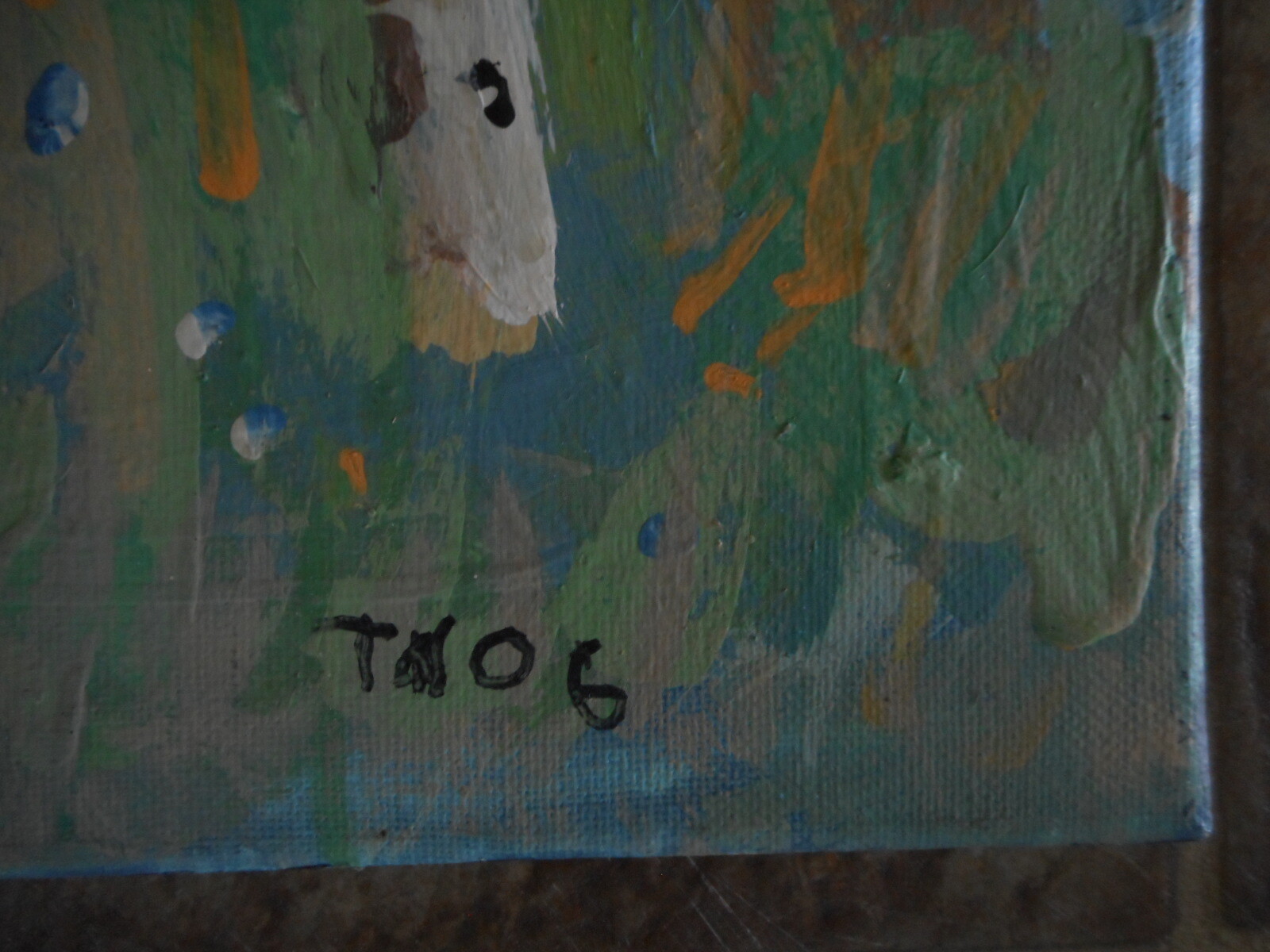 Original Painting Tee Pee Camp Fire Birch Trees Camping Unknown Artist TAOG ?