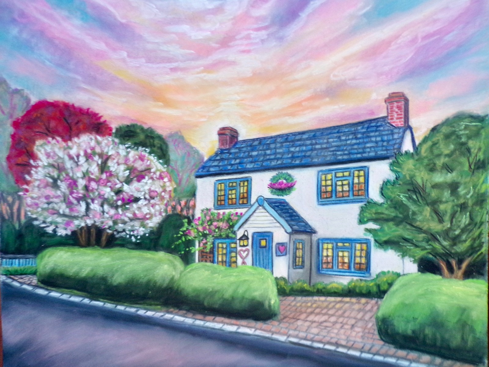 Cottage House Original Painting- house, cottage