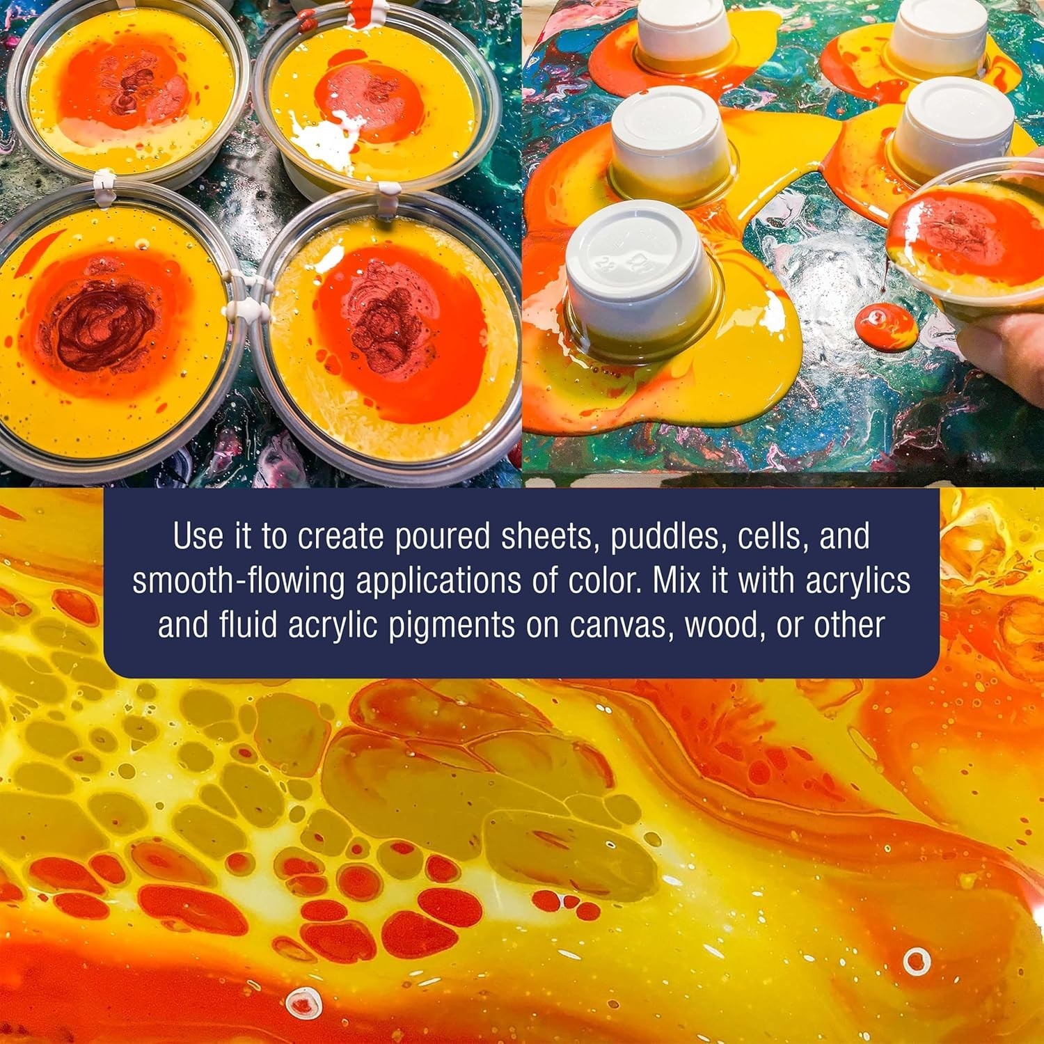 16oz Acrylic Pouring Medium – Enhances Flow, Prevents Cracking & Perfects Colors