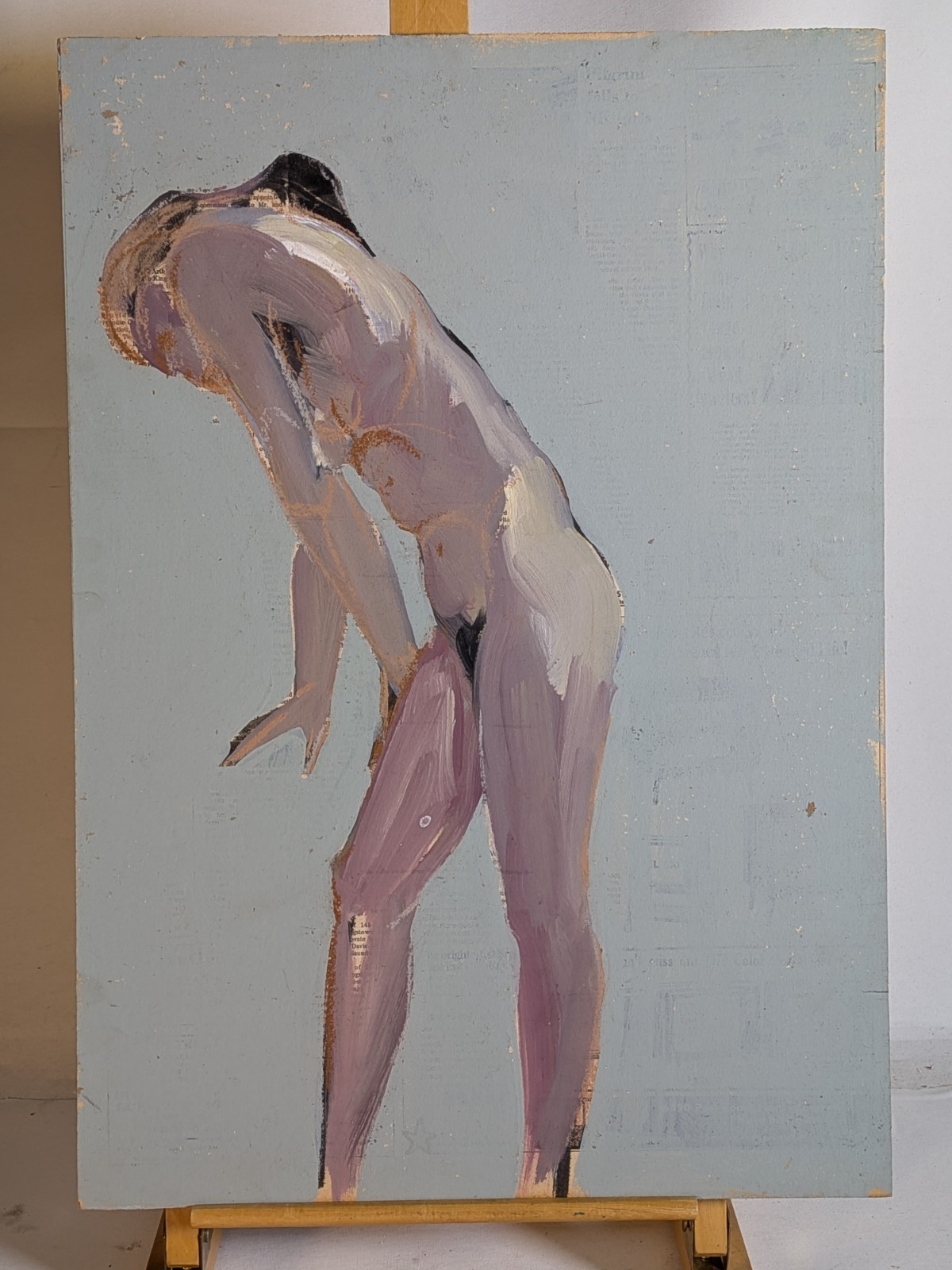 Vintage John Huszer figure study midcentury leaning female nude Rhode Island