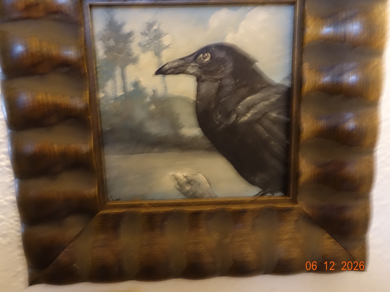 «Crebain» Beautifully Framed, Rare Oil Painting of a Crow, A Spy of Sauraman and