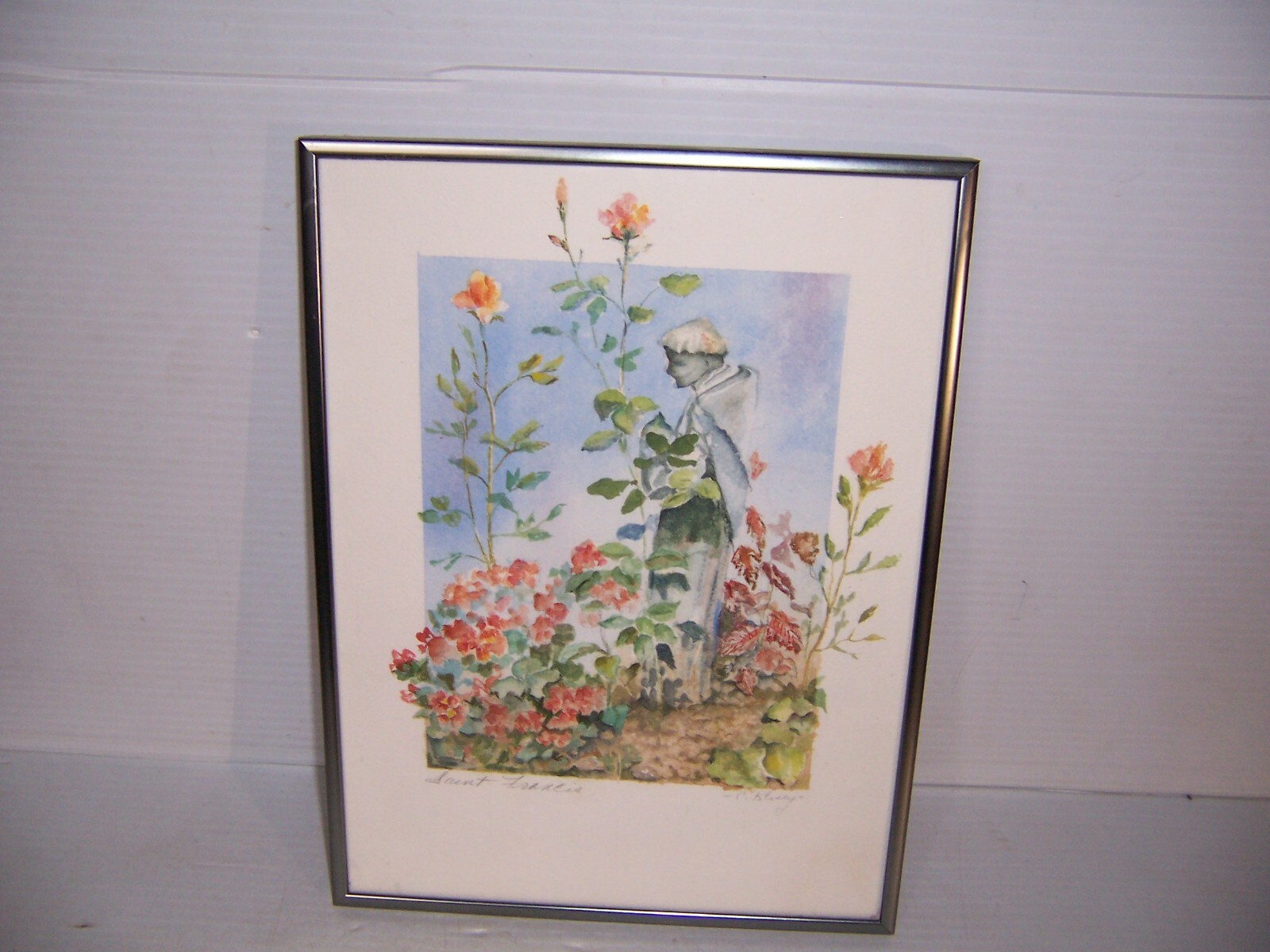 Framed Saint Francis Watercolor Painting by Connie Kersey 12 1/4″ x 9 1/4″