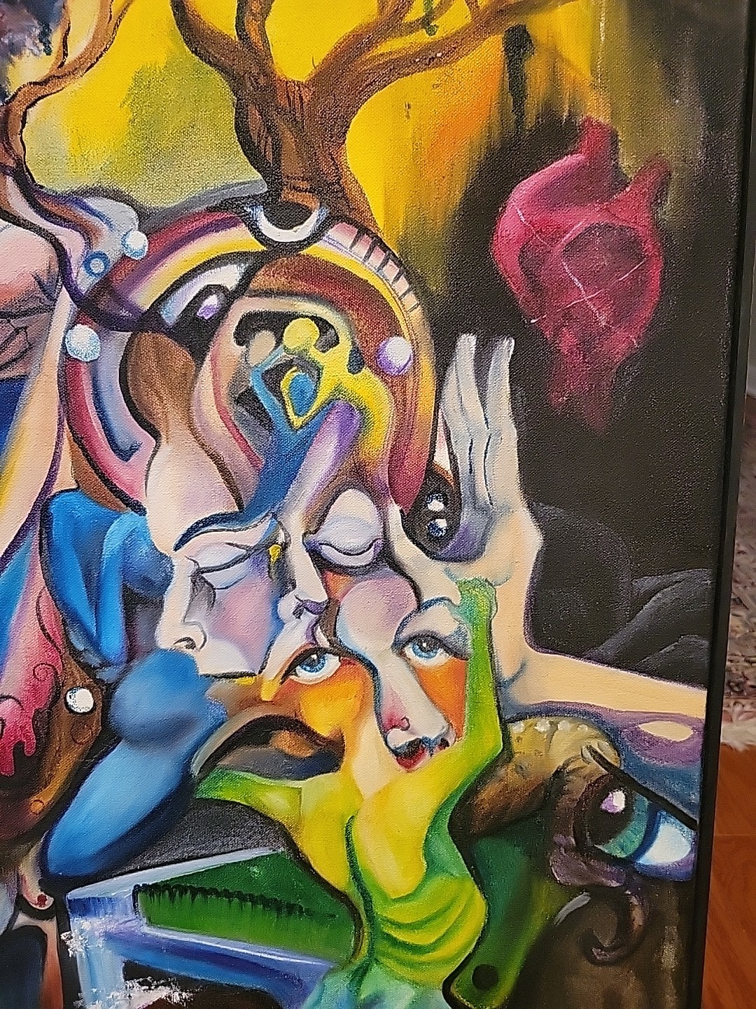 Large Original Surrealist~ Chi~ Signed ~ 37″ × 24″