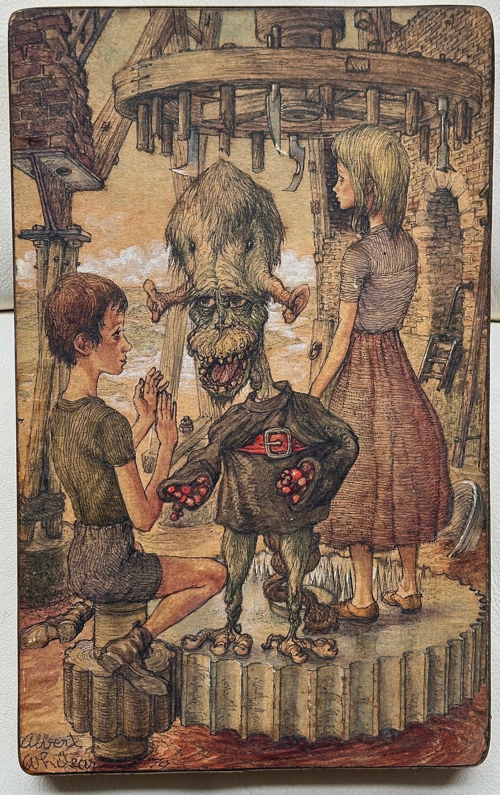 Unusual 20th Century Fantasy Figures Pen & Ink WHITEAR – Portal Gallery Label