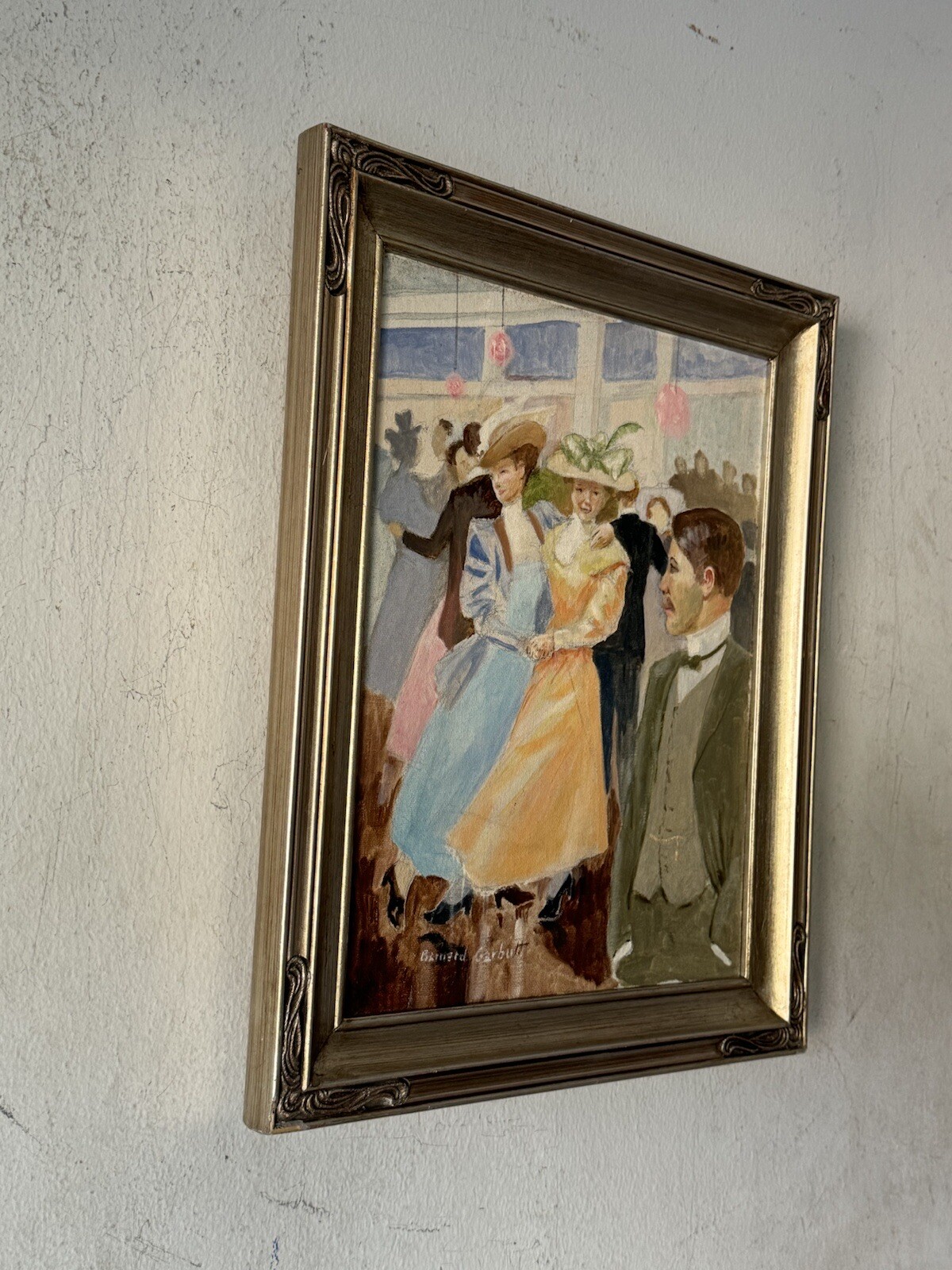 BERNARD GARBUTT ANTIQUE FIGURATIVE DANCE IMPRESSIONIST OIL PAINTING OLD DANCING