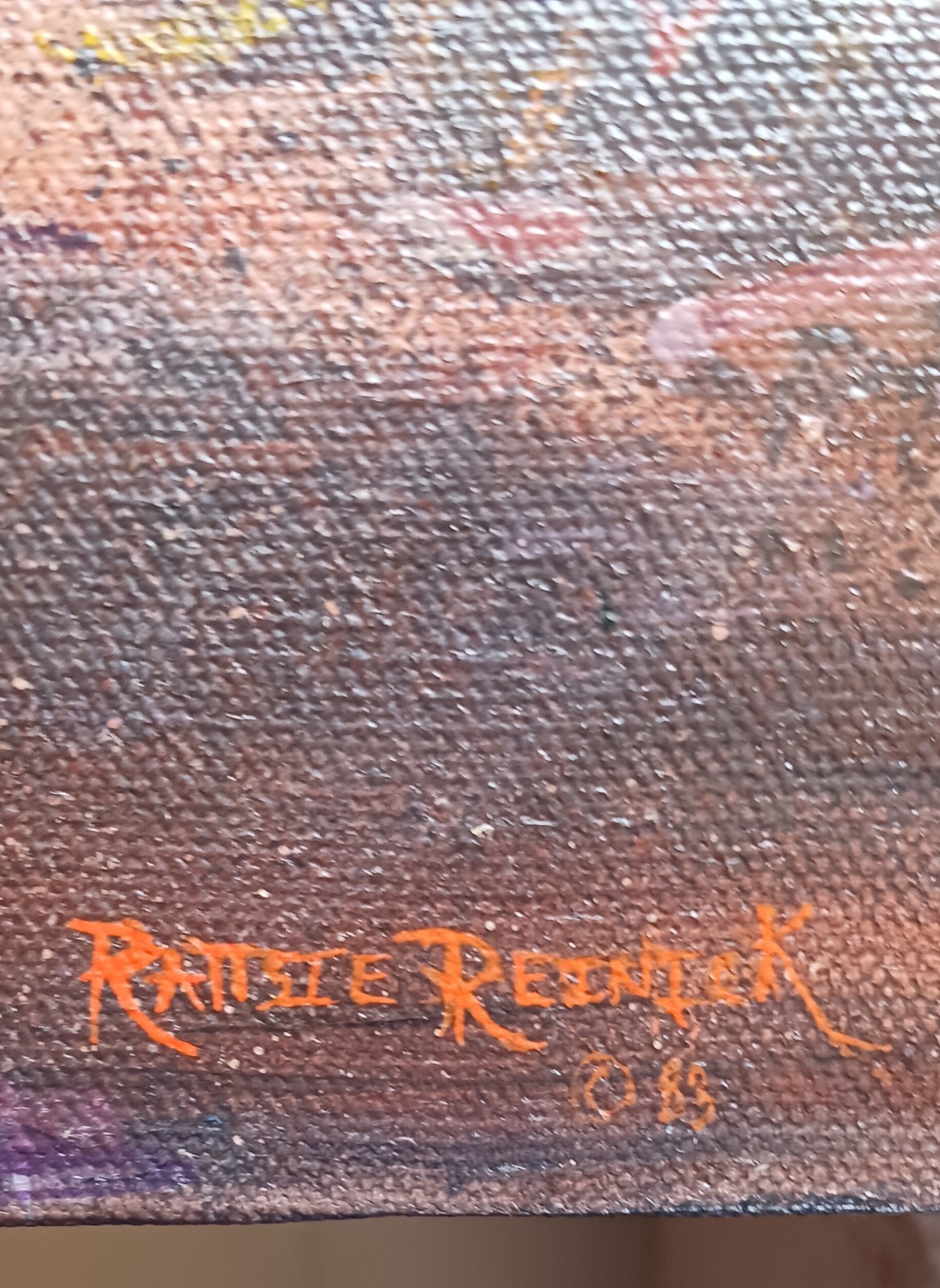 LANDSCAPE OIL ON CANVAS BY RATTSIE REINICK 1983 14×17 FRAME – 9×12 CANVAS