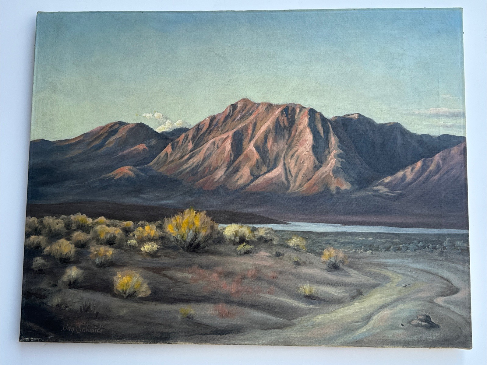 ANTIQUE CALIFORNIA LANDSCAPE PAINTING DESERT SAN JACINTO SIGNED JAY SCHMIDT