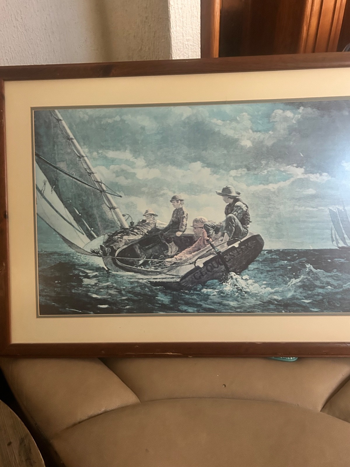 Oil Painting Sailing Boat – After Winslow Homer “Breezing Up” Signed Walther