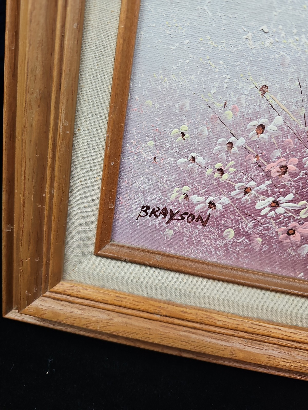 1988 Vintage Brayson Oil Painting Barn Silo Farm Flowers Americana MCM Original