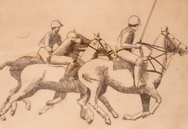 «Three on The Ball» c1930s Polo Drypoint #52/250