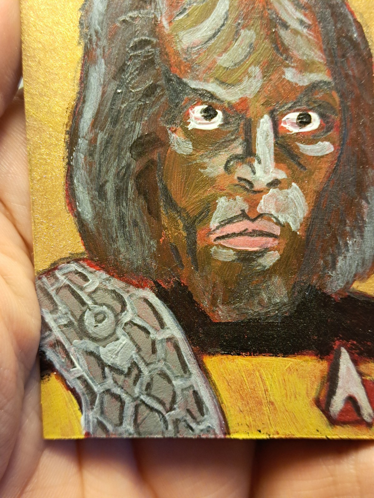 aceo original art card acrylic ink «Worf Star Trek» (ooak) Limit 1/1 signed OBO