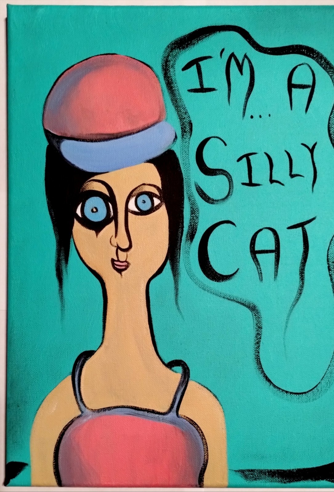 I’M A SILLY CAT POP EXPRESSIONISM PAINTING STRETCHED CANVAS..11 X 14 BY: JORDO