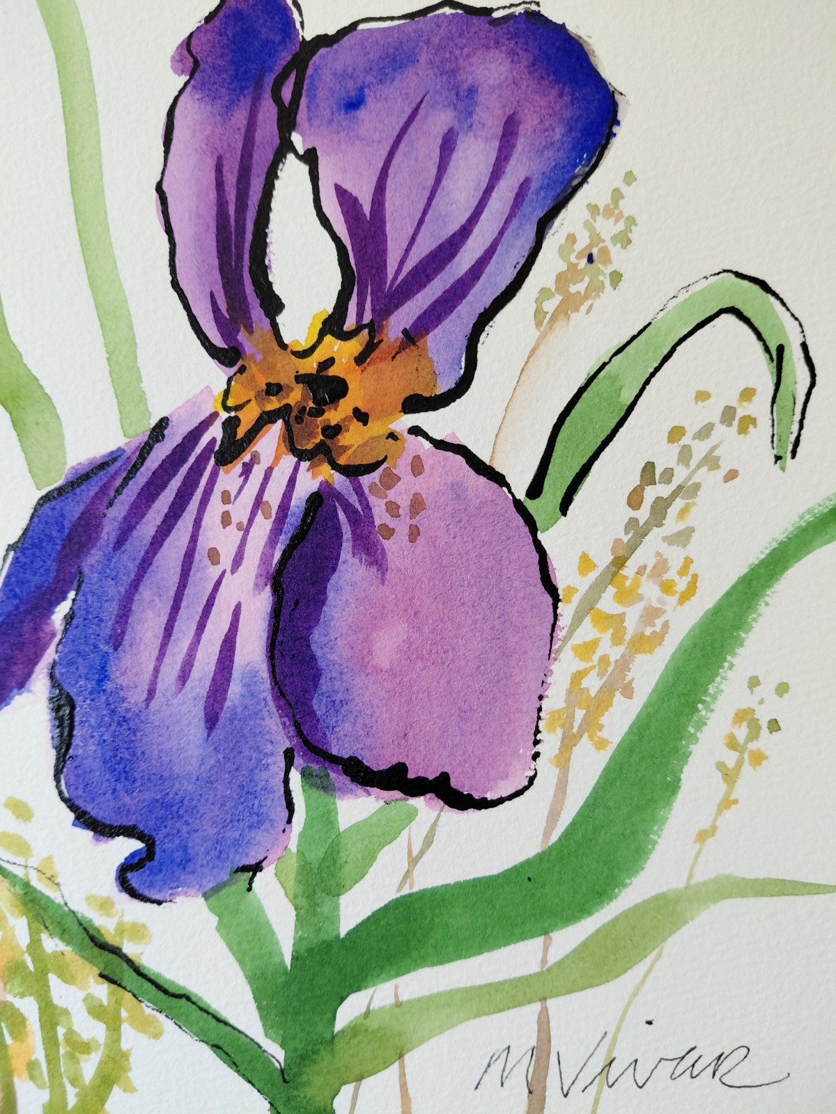 MONA VIVAR 10 x 7 Abstract Floral Art on Paper – Colorful Modern Design